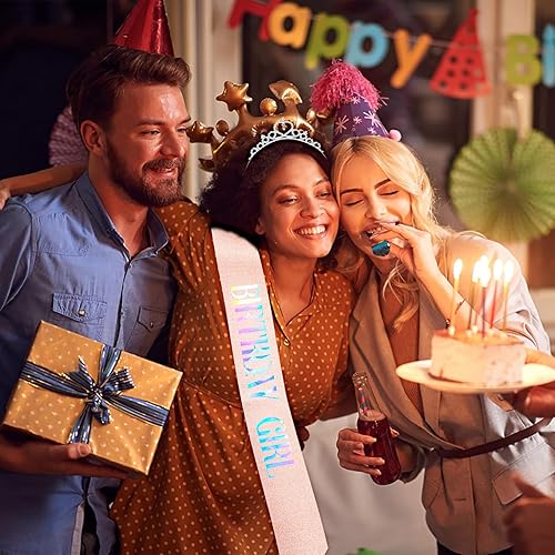 Miniatura 3 de Cobee Juego de banda de cumpleaños y corona de diamantes de imitación para mujer, tiara de princesa de cristal, banda elegante para suministros de