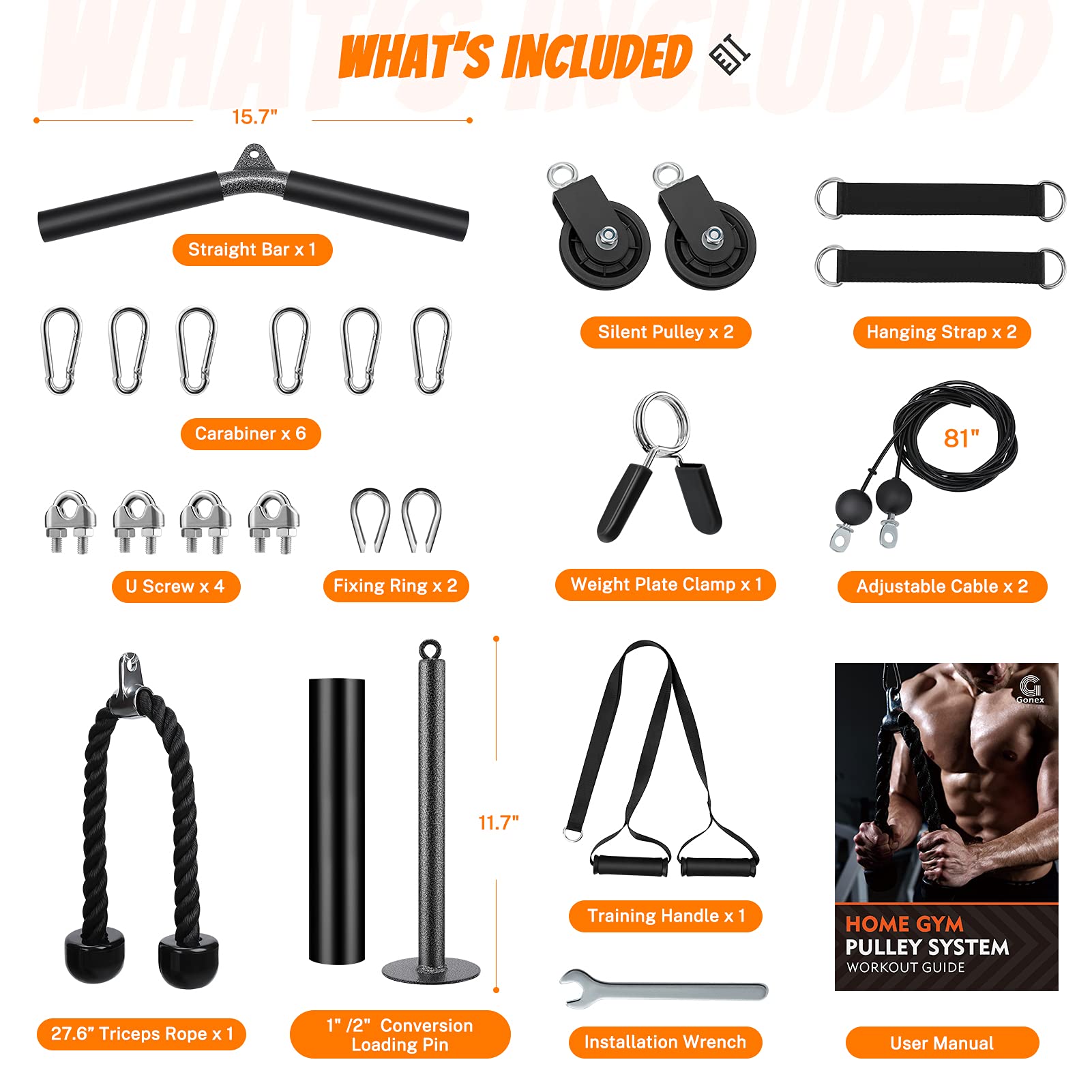 Gonex Pulley Cable System Gym, Upgraded 2 Weight Cable Pulleys