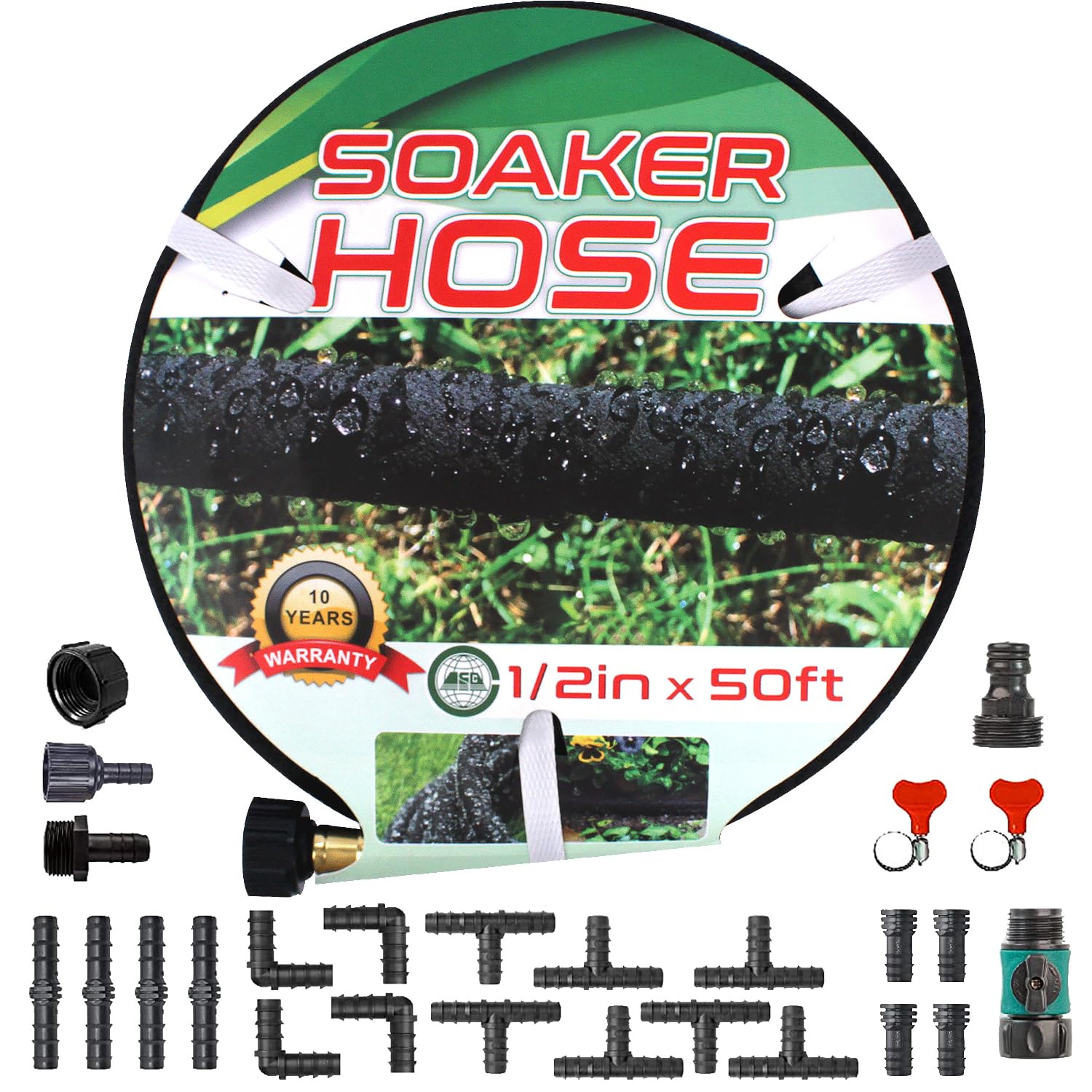 Soaker Hose 50 Ft for Garden Beds,1/2'' Soaker Hoses for Foundation Watering 50 Ft Rubber Soaking Hose - Drip Irrigation Hose for Garden, Vegetable Beds (50 ft)
