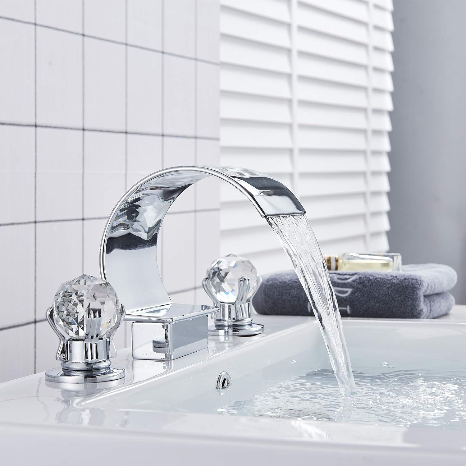 π₯ NeierThodore High Arc Waterfall Widespread Bathroom Sink Faucet 2 Crystal Handles 3-Hole 8-Inch Vanity Basin Mixer Tap Chrome Finish Commercial Best Seller NeierThodore High Arc Waterfall Widespread Bathroom Sink Faucet 2 Crystal Handles 3-Hole 8-Inch Vanity Basin Mixer Tap Chrome Finish Commercial