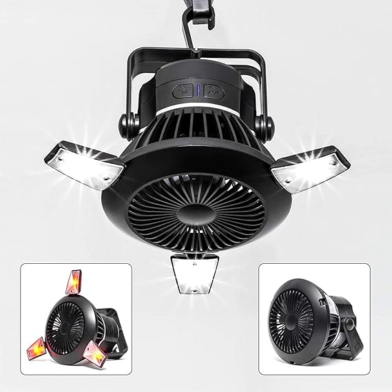 BUSYPIGGY Solar Camping Fan with LED Lantern