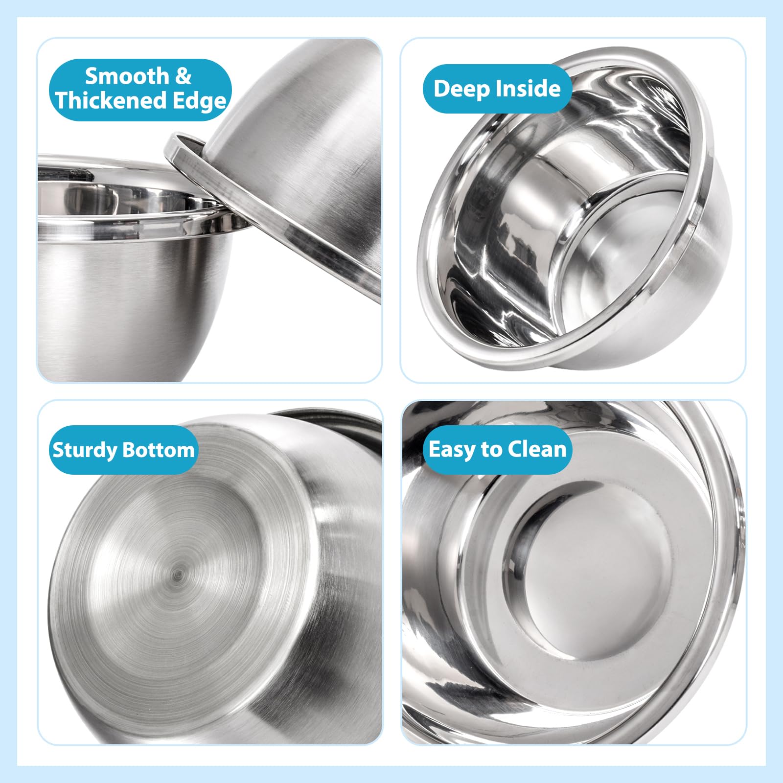 WRINGKIT Paquete de 10 cuencos de acero inoxidable para perros y gatos de 7 tazas, cuenco de metal de 8 pulgadas de diámetro, cuencos de repuesto gruesos duraderos para comida y agua, perros pequeños