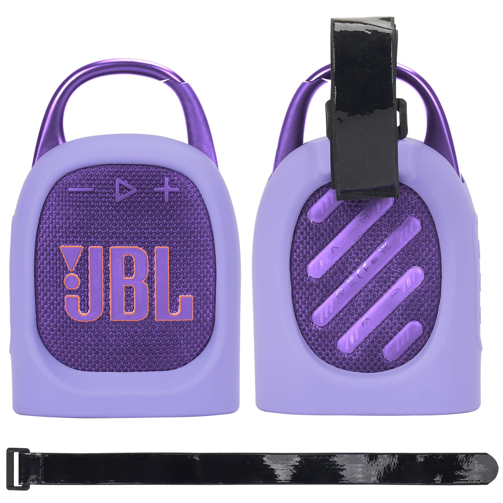 MGZNMTY Portable Silicone Case for JBL Clip 5 Ultra Bluetooth Speaker with Removable Strap for Boat Bike Golf Cart (Purple)