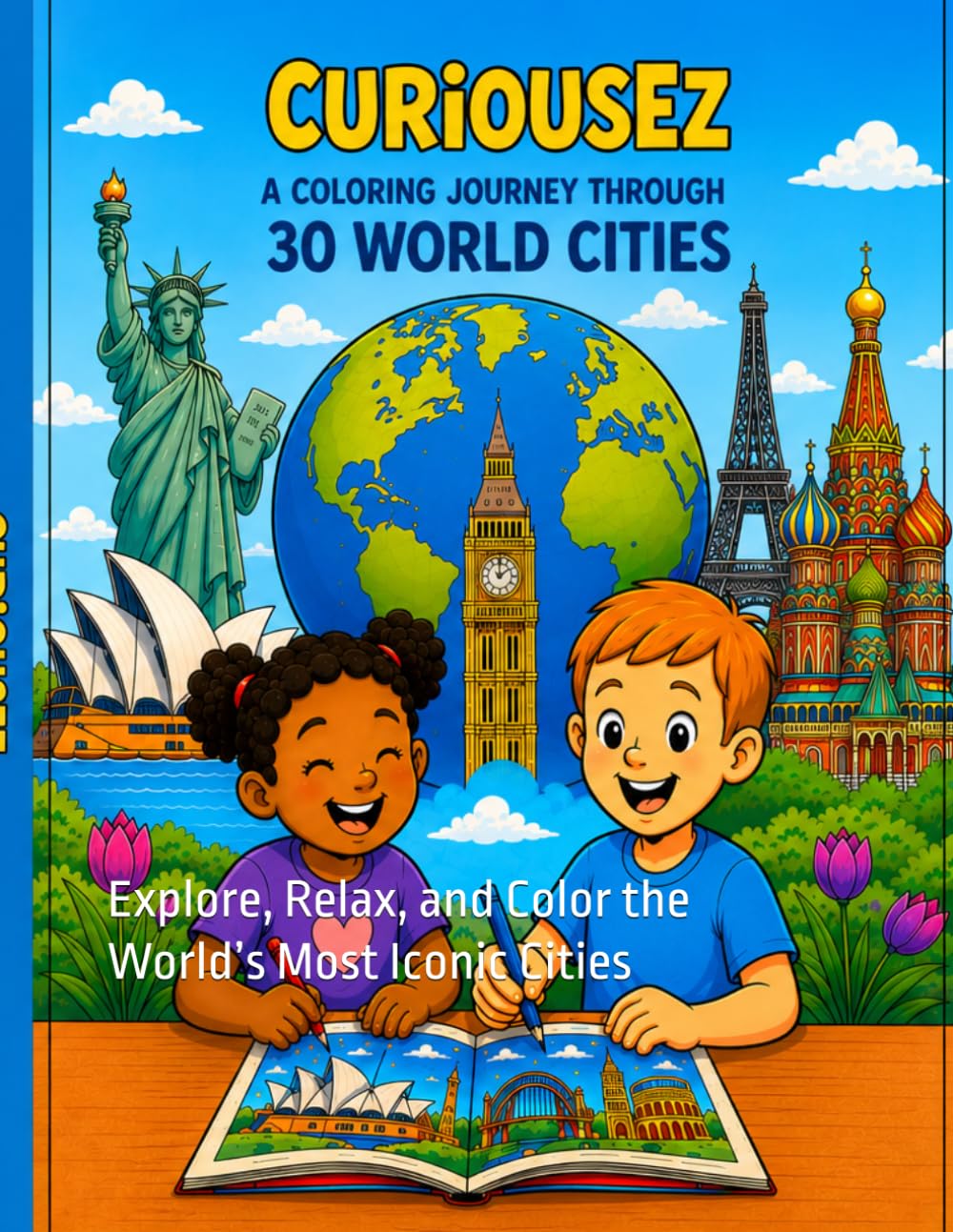 CuriousEz: A Coloring Journey Through 30 World Cities: Explore, Relax, and Color the World’s Most Iconic Cities