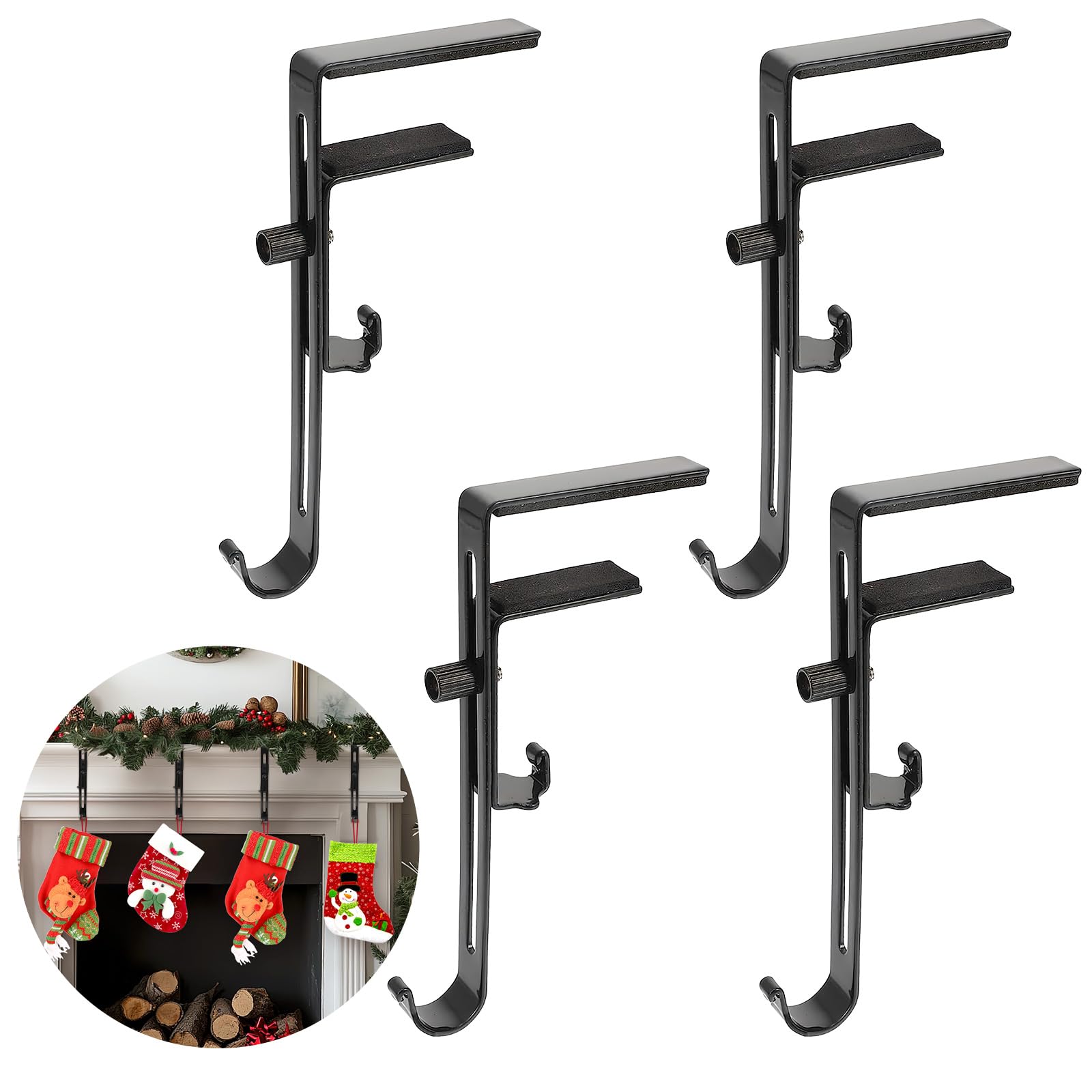 2 in 1 Garland Hanger, Fireplace Stocking And Garland Hanger, Mantle Garland Hangers, Stocking Hangers for Fireplace, Heavy Duty Garland Hanger, Garland Hangers for Fireplace (B-4pc(sock only))