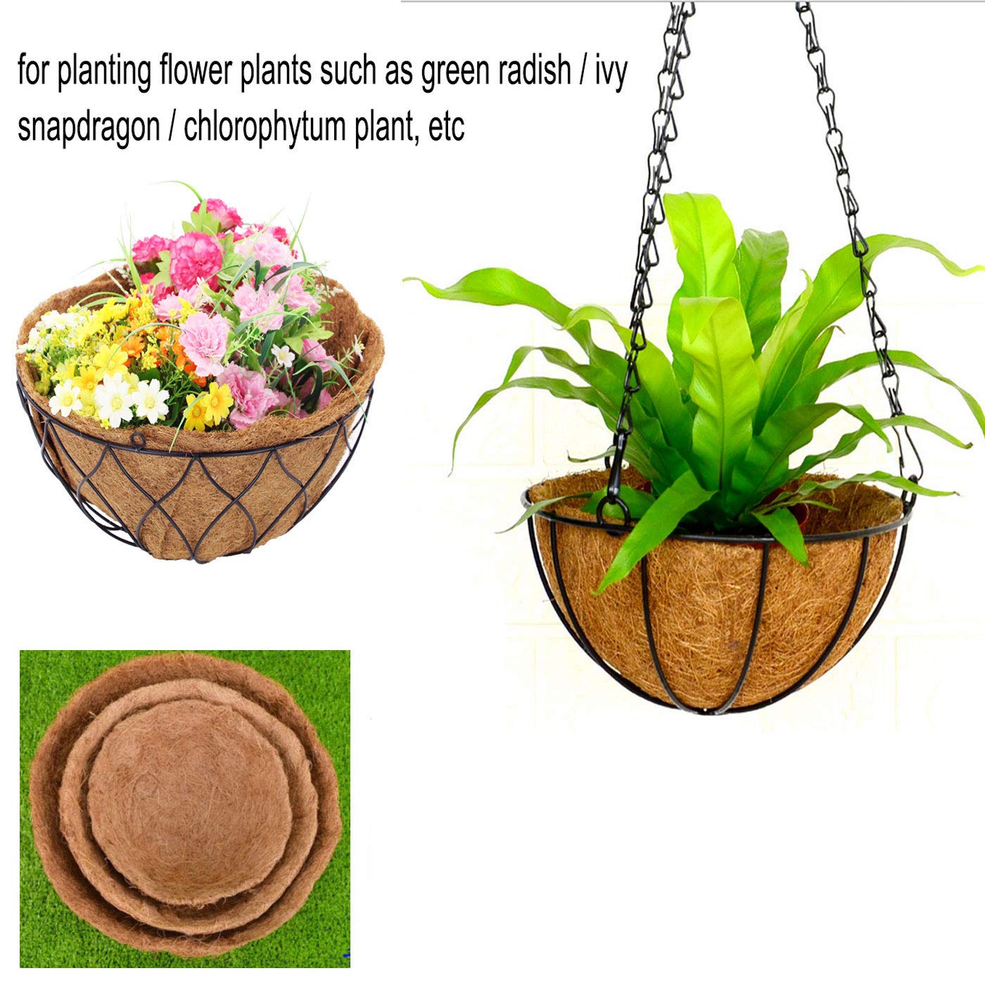 Lot De 2 Doublures En Fibre De Coco Pour Panier Suspendu