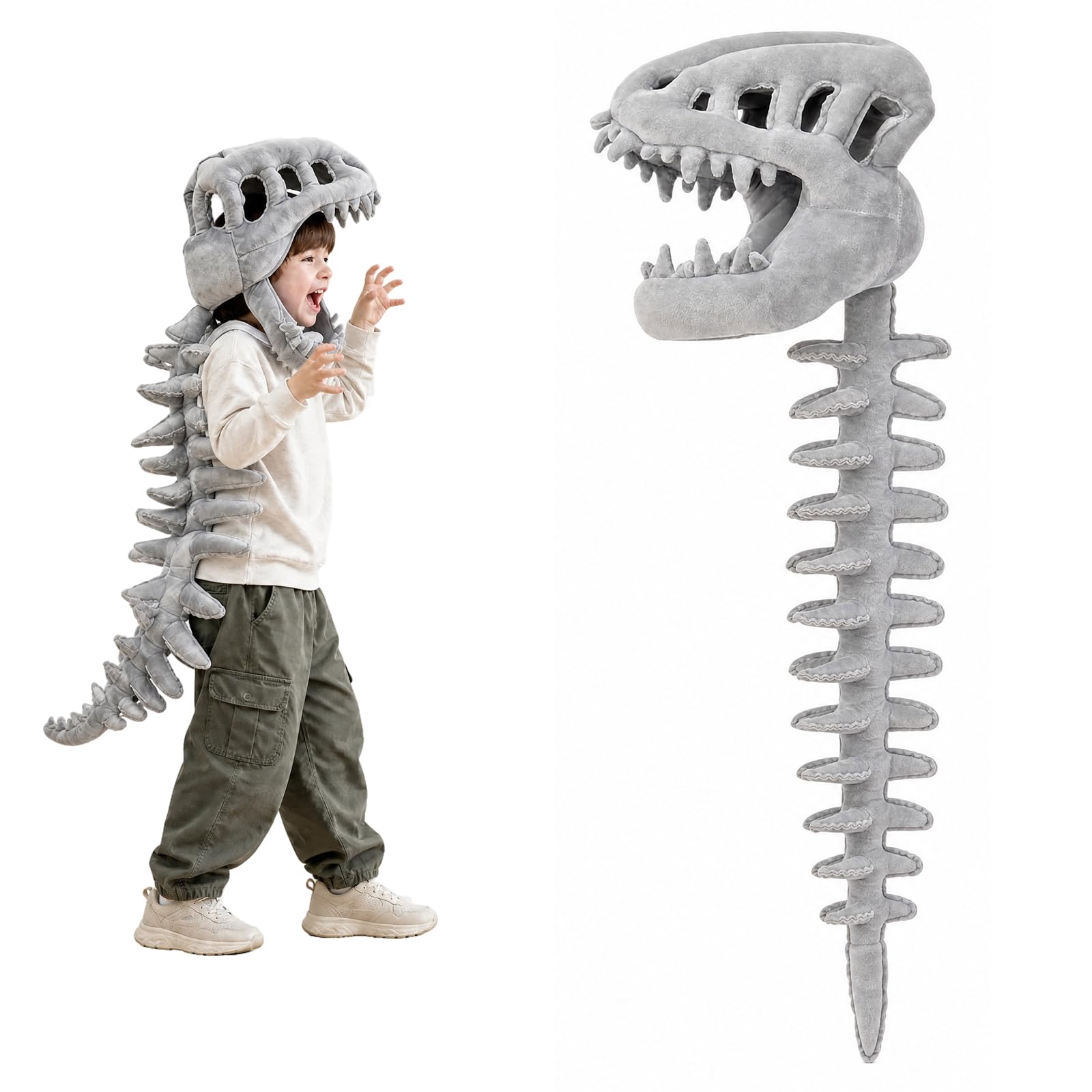 Vetin 3D Dinosaur Skeleton Costume, 80cm Realistic Spinosaurus Plush Suit
