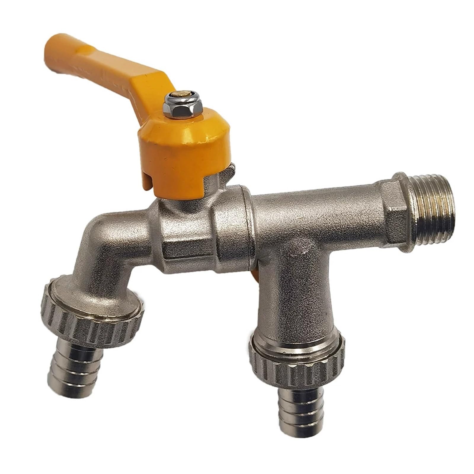 Mosiężny wąż ogrodowy adapter do kranu 1/5.1 cm złącze zbiornika na wodę 2-drożny i 1-drożny montaż nawadniający wymiana złącza kranu z zaworem kulowym (1 sztuka)