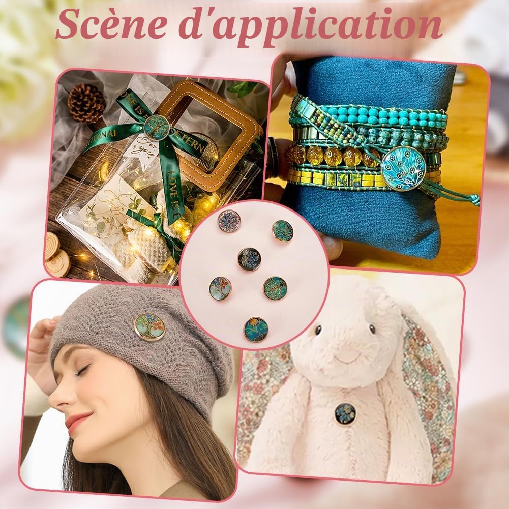 OLYCRAFT 24Pcs 6 Styles Boutons en alliage émaillé pour blazer en métal avec thème végétal 20x8mm Boutons de manchette vintage en forme d'arbre à fleurs pour Blazer Manteau Uniforme et Veste