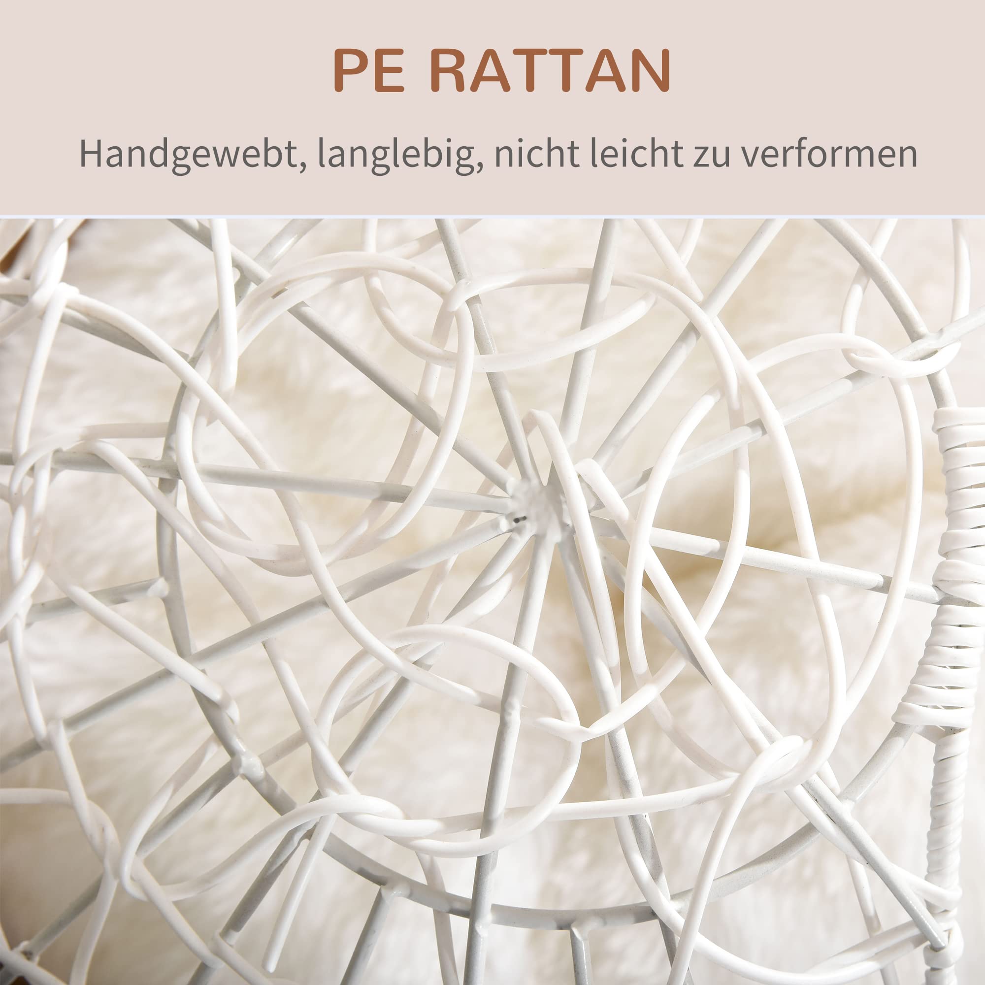 PawHut kattenmand rotan kattennest kattengrot kattenbed met kussen huisdierbed bananenblad bruin 50 x 42 x 60 cm