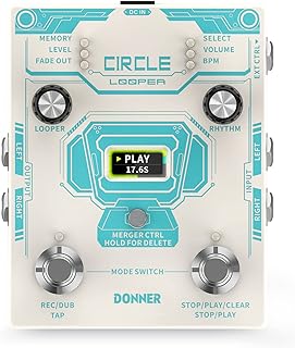 Donner 2 In 1 Looper Drum Machine - Circle Looper Pedal, Stereo Guitar Looper Pedal, 40 Slots 160 mins Loop Pedal with Drum Machine 100 Drum Grooves, Tap Tempo, Fade Out