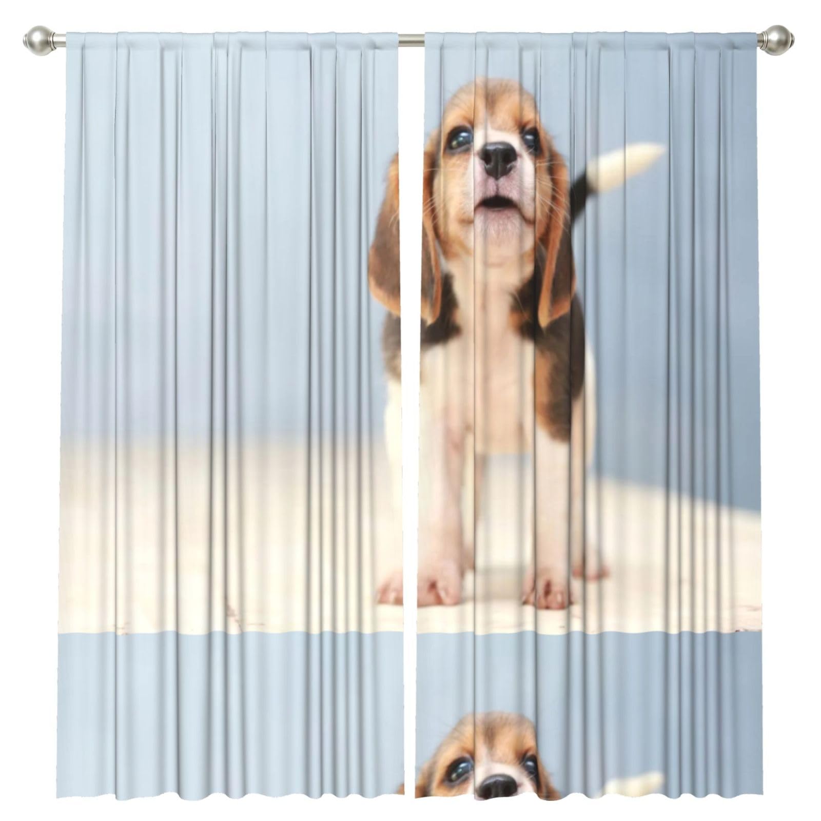 InOmak Beagle Puppy, 2 Panels Window Curtains 52 x 84 Inch Blackout Curtains for Living Room Bedroom