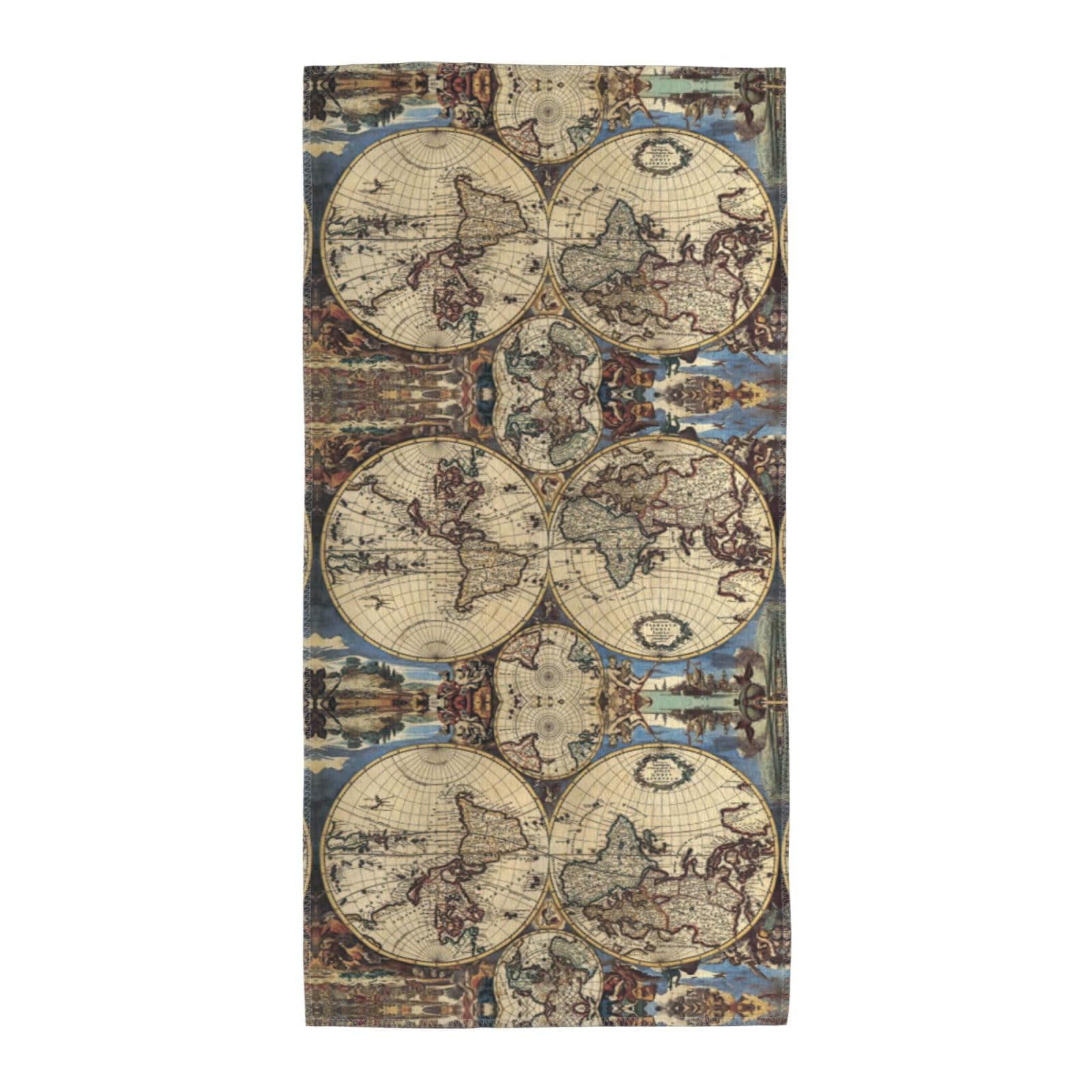 SDEGTHO Ancient Map World Globe Fashion Printed Bath Towel High Water Absorption For Hiking Trip