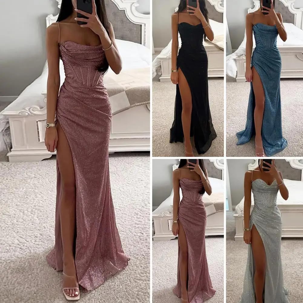 green emerald velvet dress Gyios dress Off-shoulder Gown Dress Elegant Sequin V-neck Maxi Dress For  Evening Party Prom Off Shoulder Slim Split Long Dress-black-s :  Amazon.co.uk: Fashion