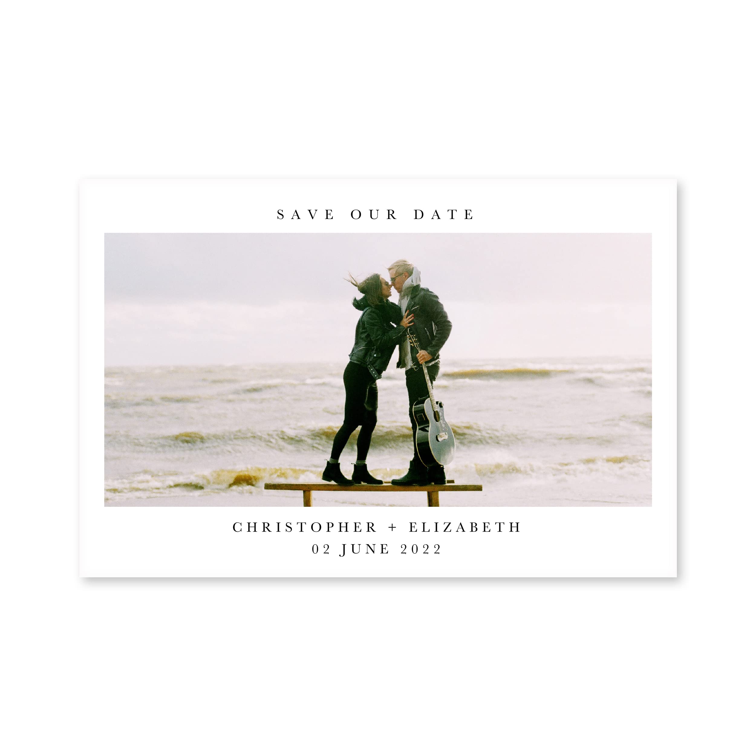WEDDINGSTAR Custom Printed Photo Wedding Save the Date Cards - Timeless Snapshot - Horizontal (Pack of 1)