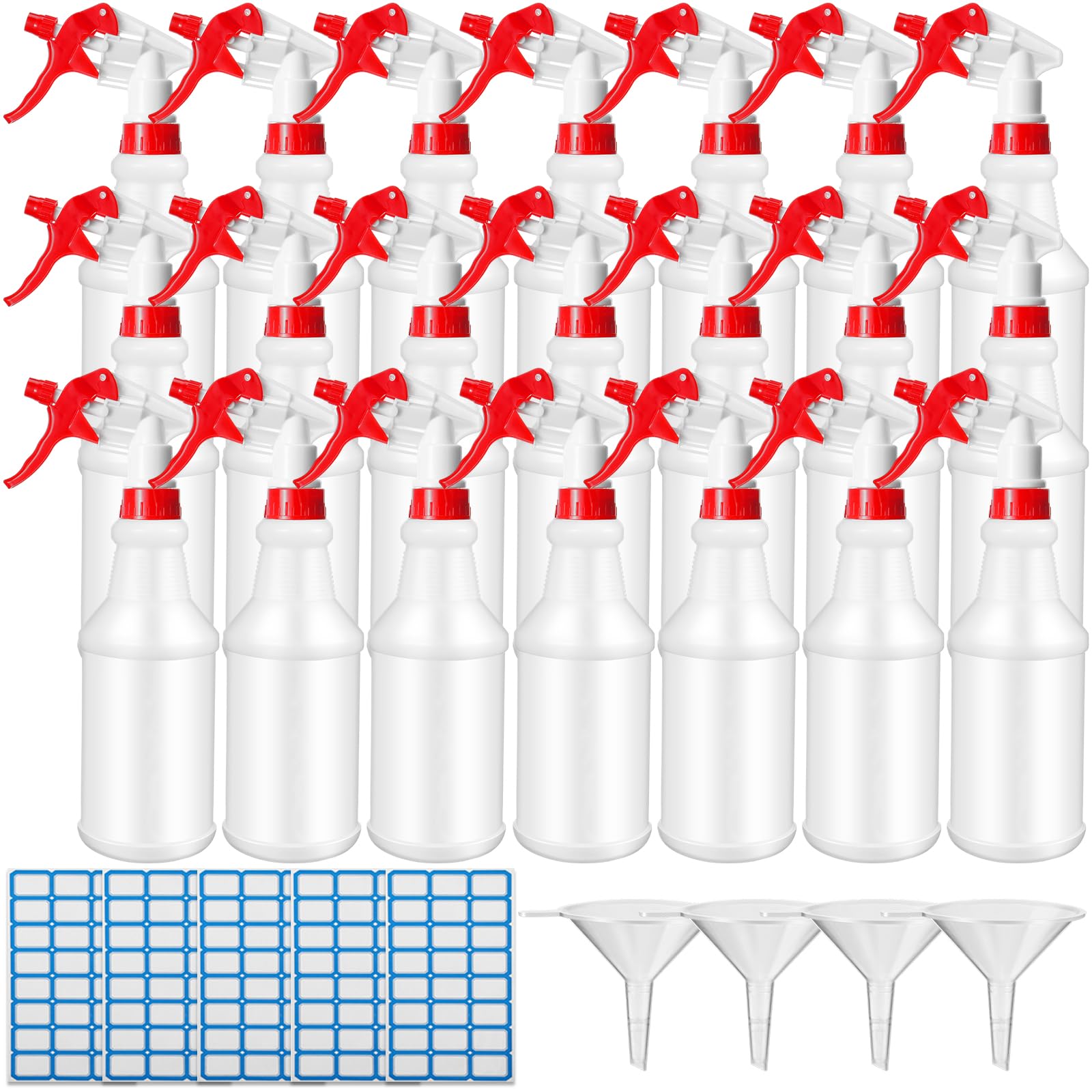 Photo 1 of **MISSING SOME** Eccliy 20 Pack 16oz Empty Spray Bottles, Leakproof Cleaning Bottles with Measurement and Adjustable Nozzle for Housekeeping, Commercial Use(White Cylinder Without Measurement,Red White)