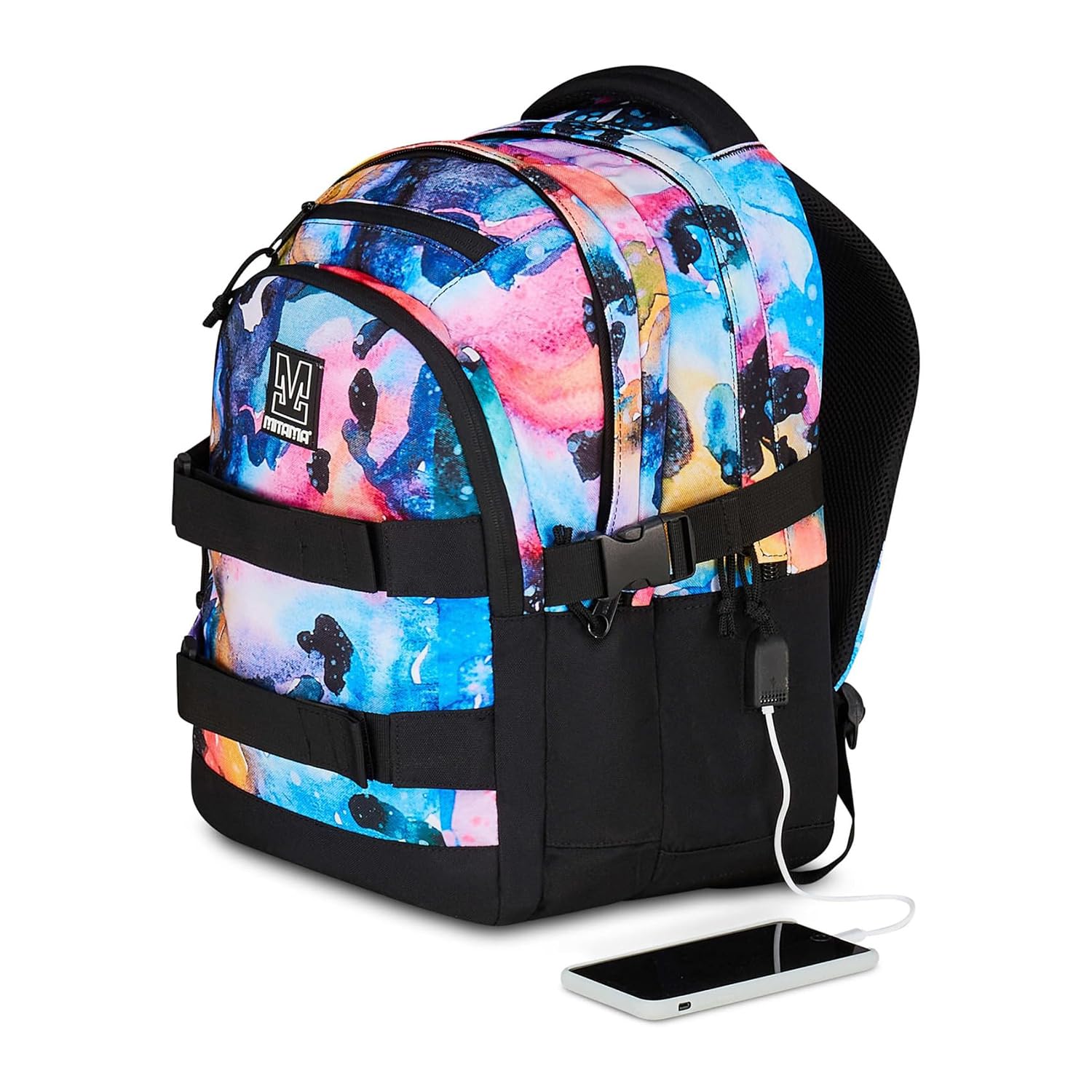 Mitama Zaino Scuola WATER COLOR, #BDBF, Triplo Scomparto, Tasche Porta Borraccia, Spallacci Ergonomici, Scuola Elementare Bambina, Media