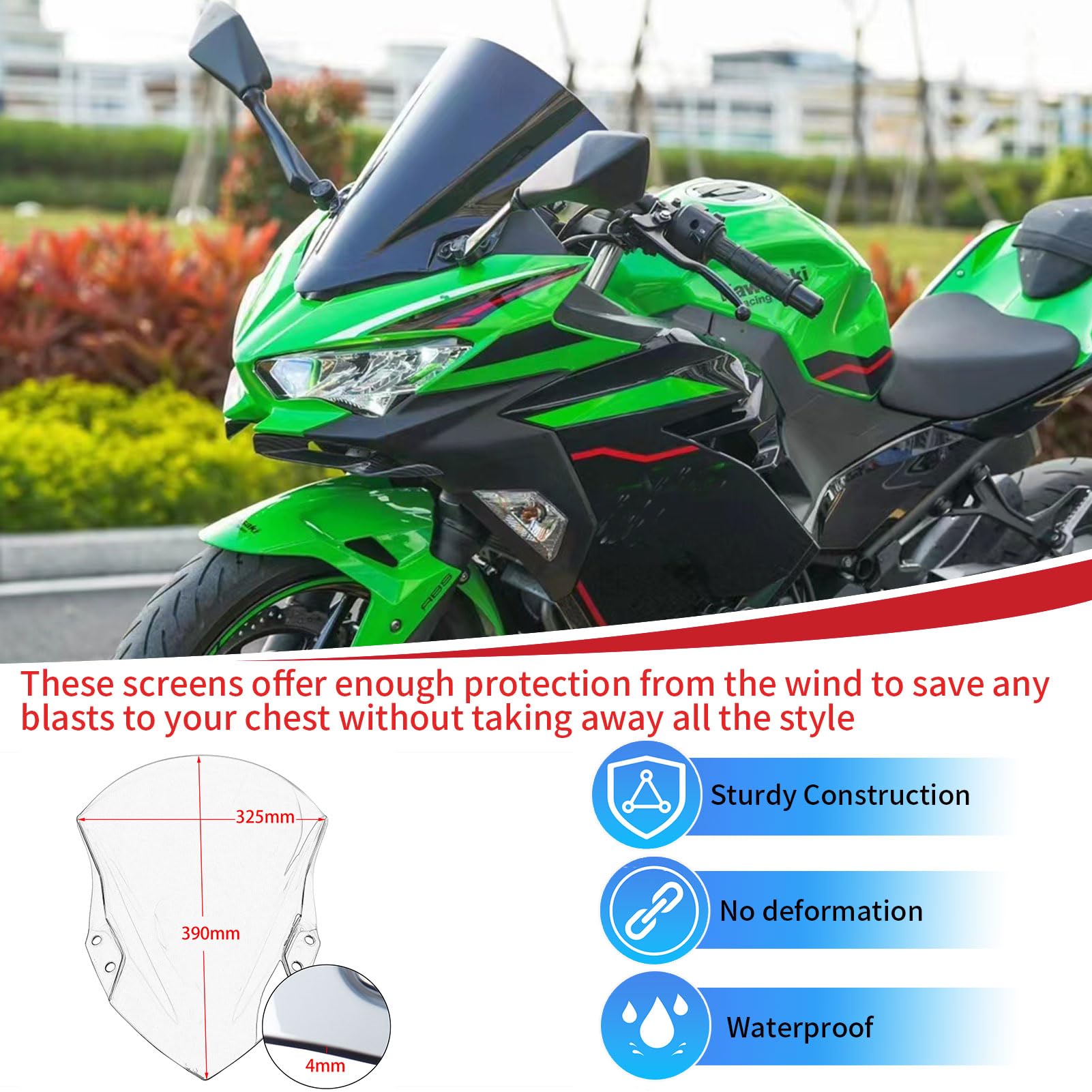 Amazon | XIRADUP バイク 風防フロントスクリーンニンジャNINJA 400