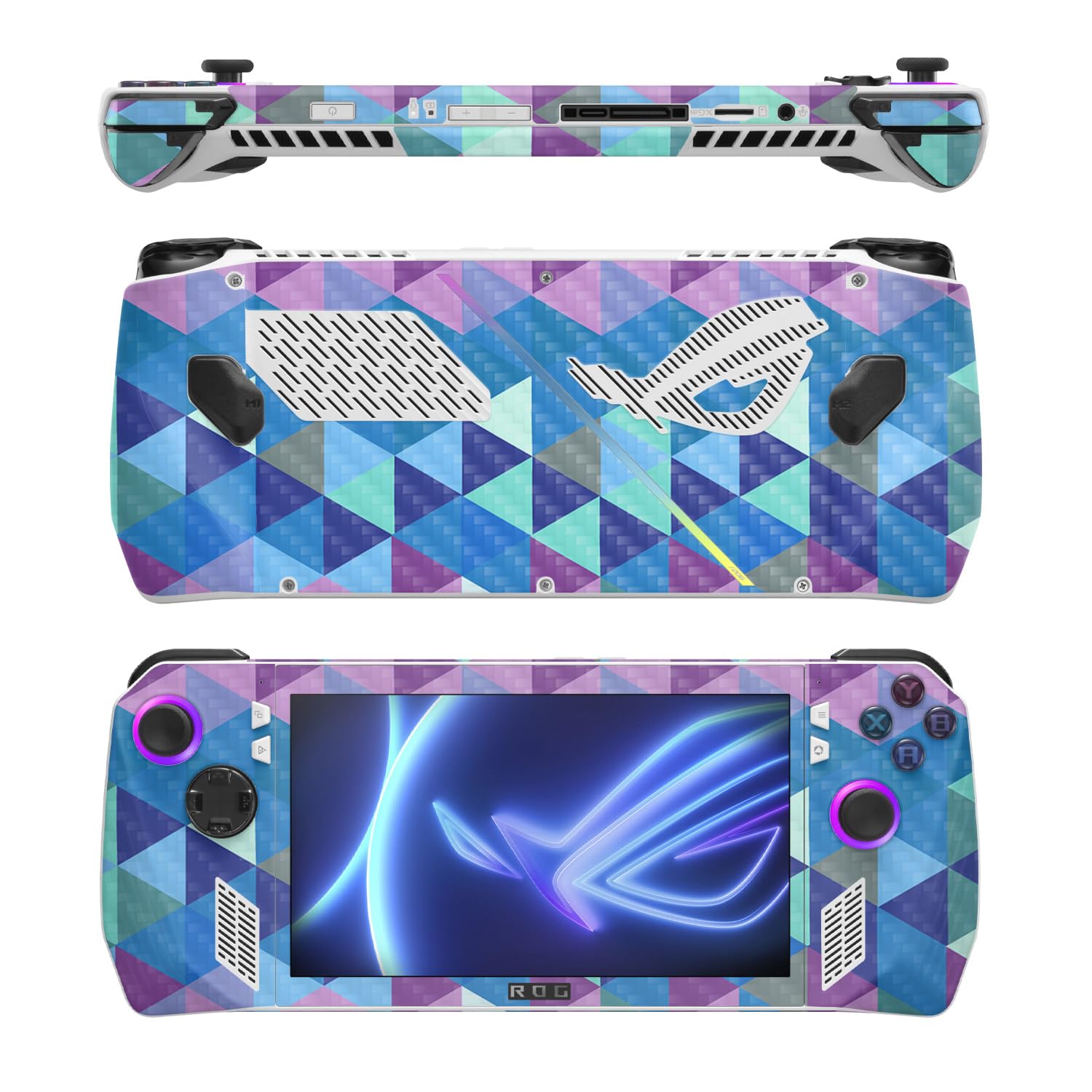 MightySkins Carbon Fiber Skin Compatible with Asus ROG Ally - Purple Kaleidoscope | Protective, Durable Textured Carbon Fiber Finish | Easy to Apply