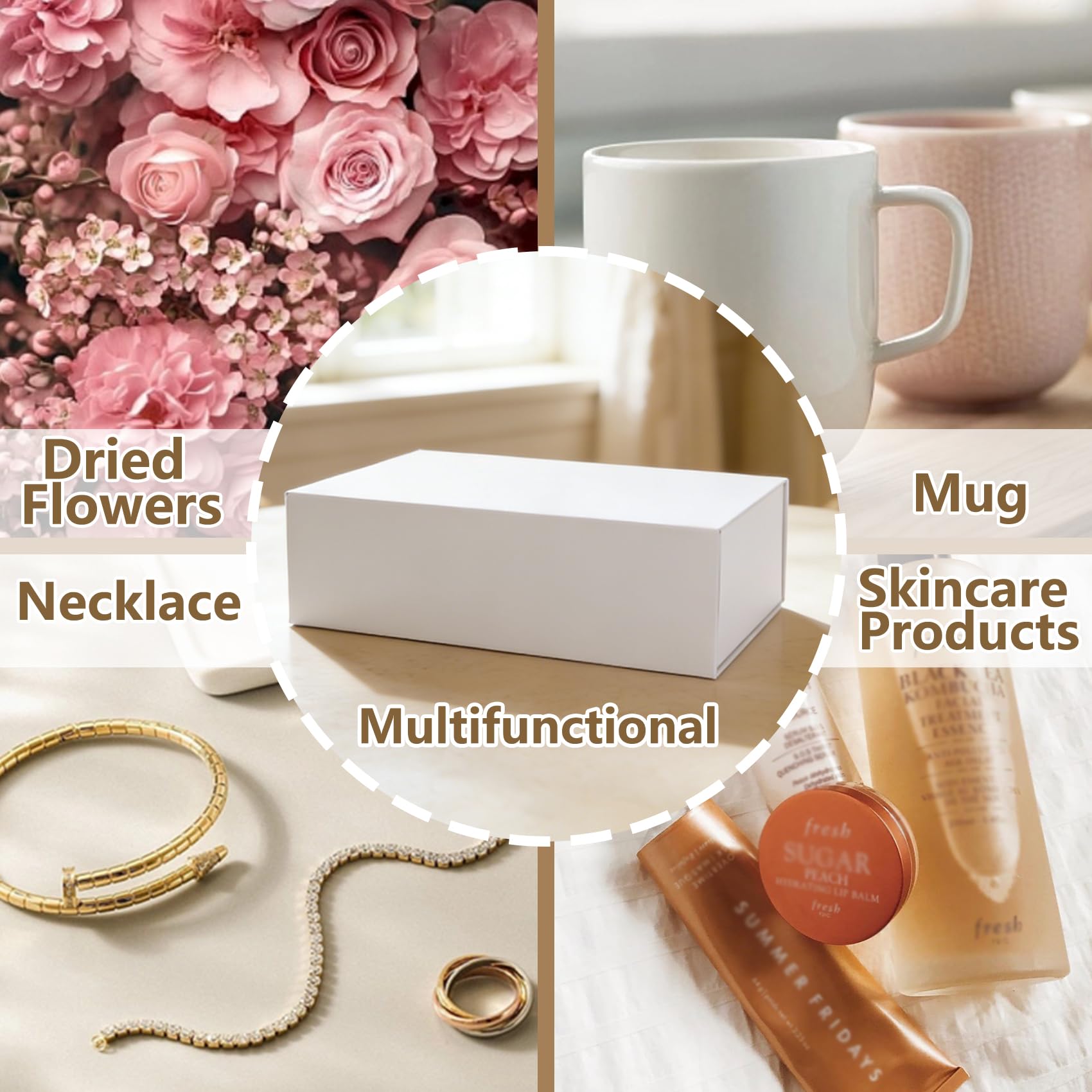 Aimyoo Confezione regalo nera, 35 x 22,9 x 10,9 cm, con coperchio e chiusura magnetica, rettangolare, pieghevole, per proposte di sposo, matrimoni, compleanni, confezione da 5