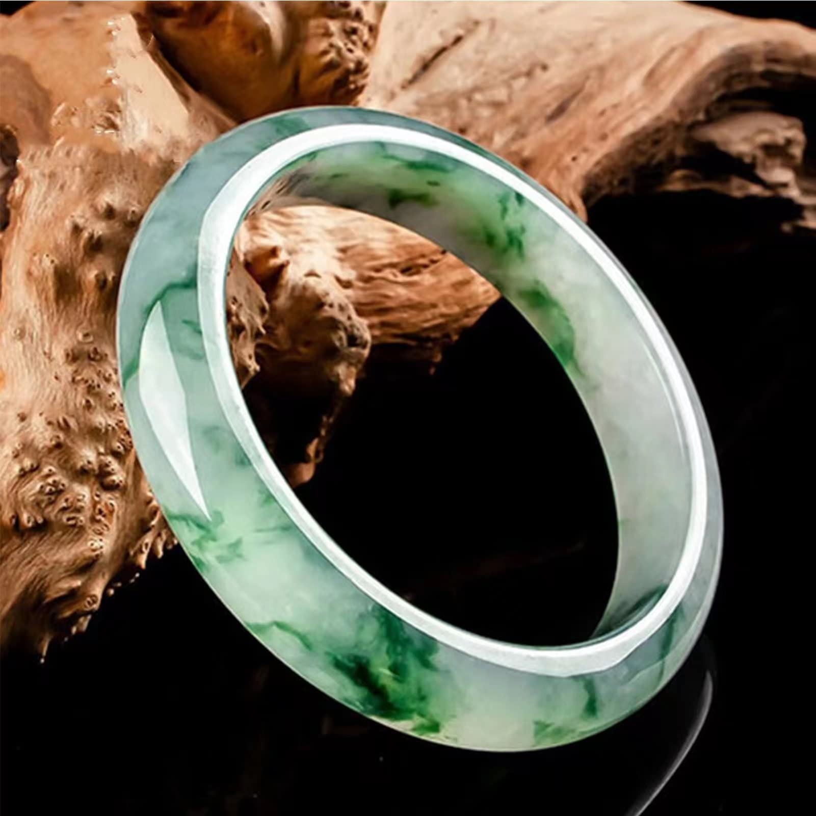 Pulsera de Jade de Jade Natural para Mujeres Pulsera de Jade de la Barra de la Barra del Hielo para Mujeres (Color: Verde, tamaño: 63 mm)