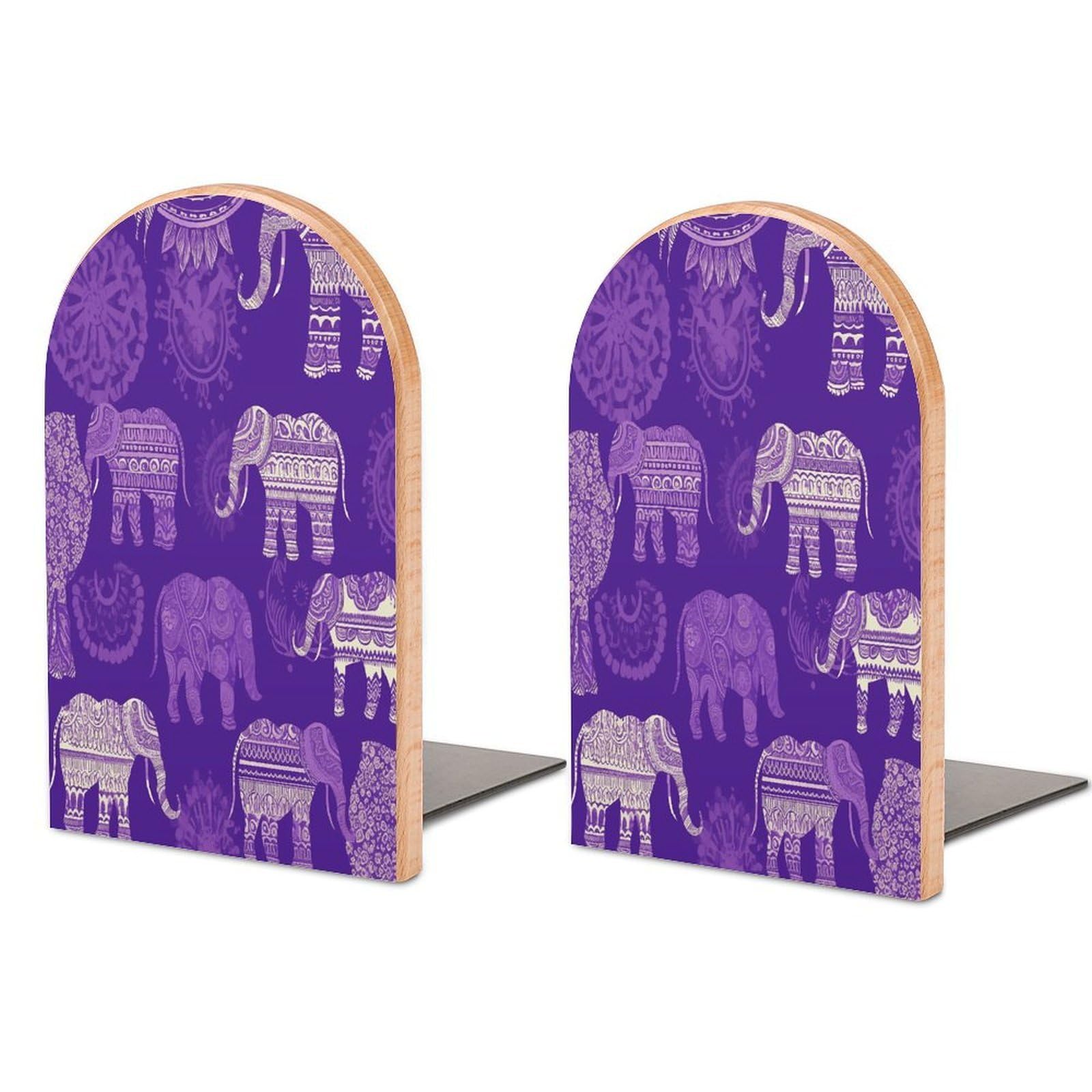Sujetalibros de elefante morado decorativo de madera, el regalo ideal para lectores y oficinas