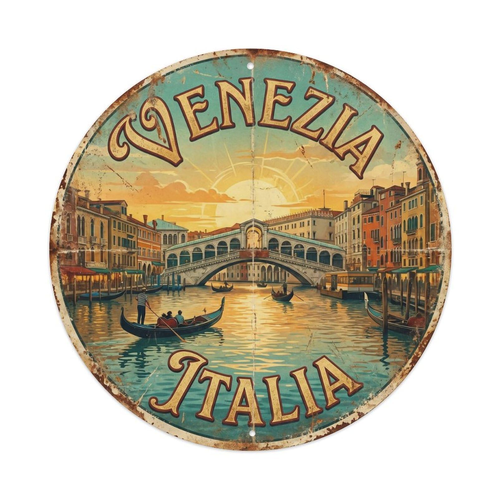 Vintage Travel Venice Gondola Canal 2 Metal Tin Sign Plaque