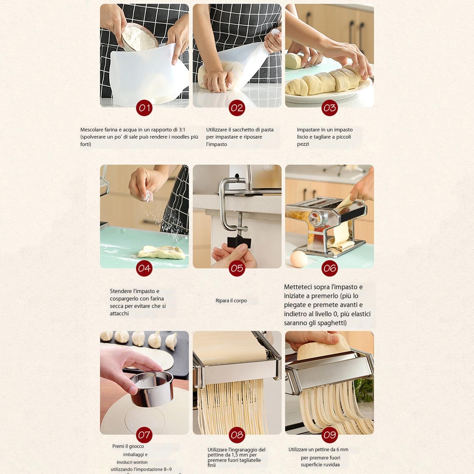 Fabricante de pasta manual - Máquina de fabricación de fideos, Cortador de