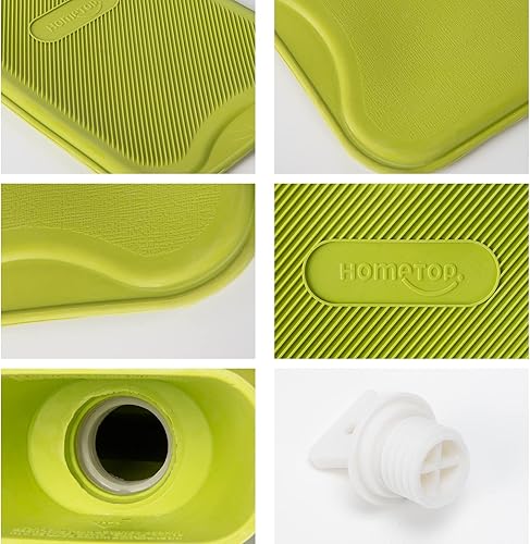 Miniatura 4 de HomeTop Botella clásica de goma para agua caliente y fría con bonita cubierta rellena de triceratops (2 litros, verdetriceratops)