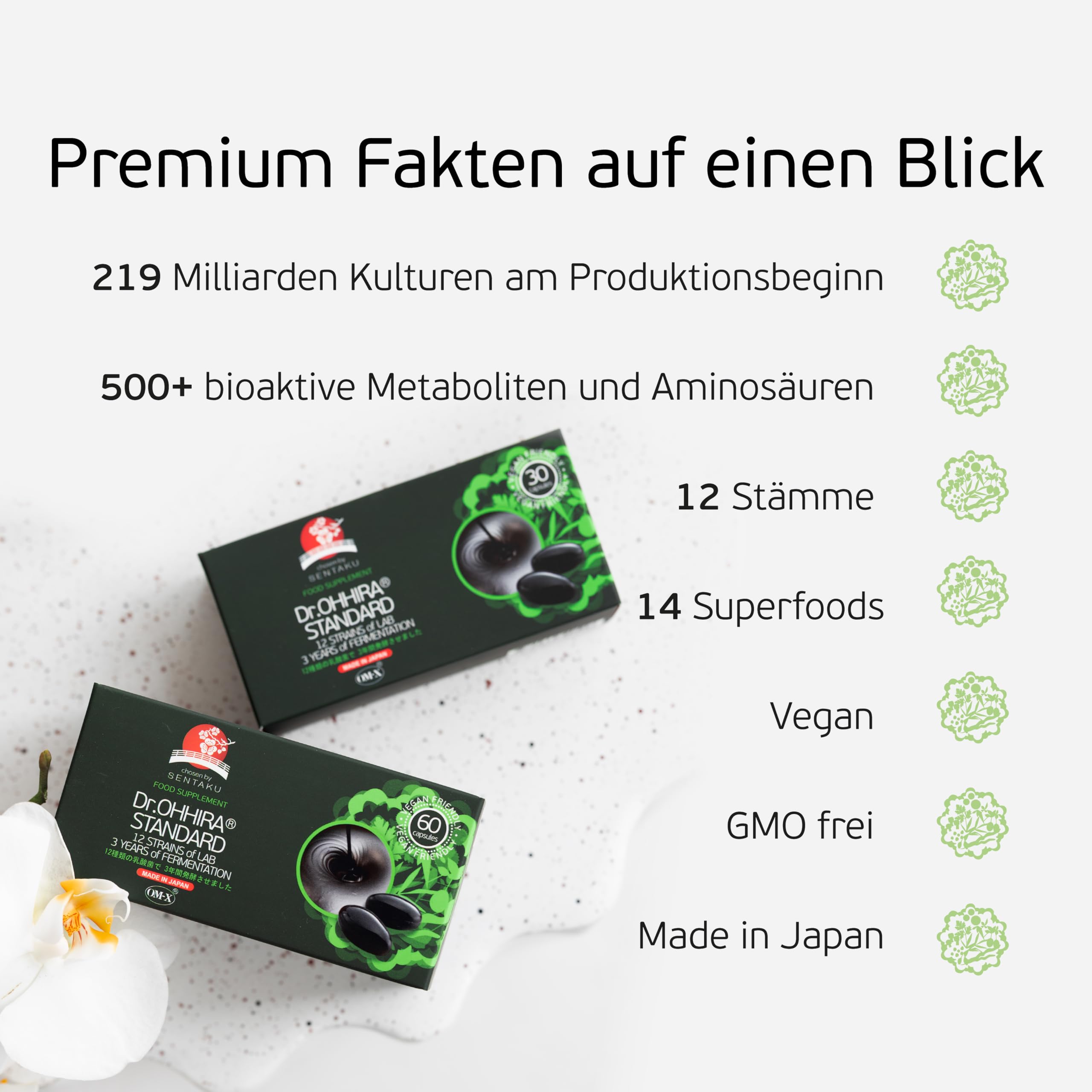 Dr.OHHIRA® Standard Probiotika, Präbiotika & Postbiotika für Darmkur | Einzigartige 3-Jahre Fermentation mit 12 lebenden Bakterienkulturen und 14 Früchten unterstützt