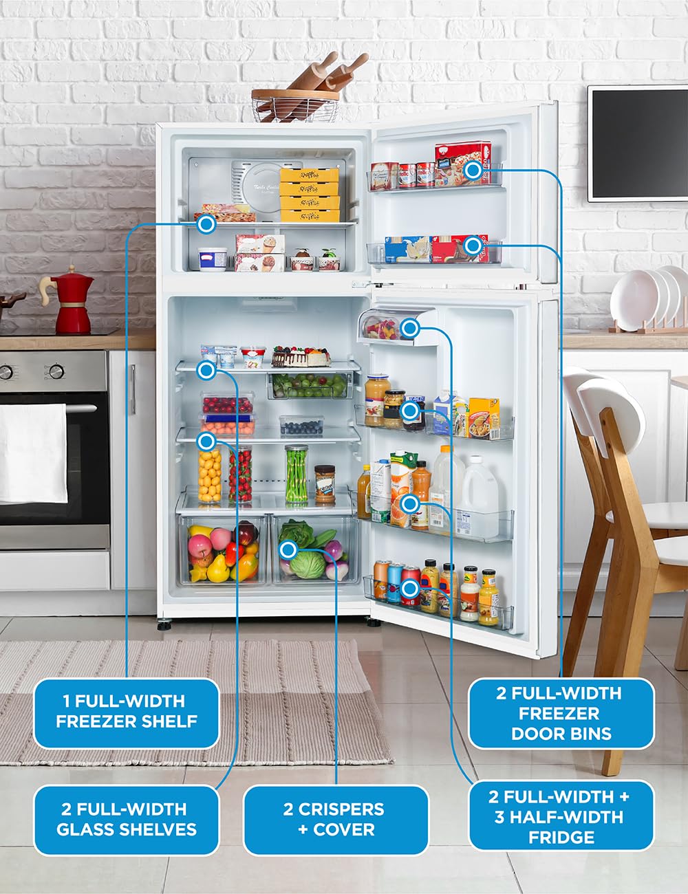 Commercial Cool 18 Cu. Ft. Top Mount Refrigerator with Freezer, 2-Door Refrigerator with Top Freezer and Adjustable Temperature Control, Ice Maker Ready, Energy Star Certified, White on Fridge.com
