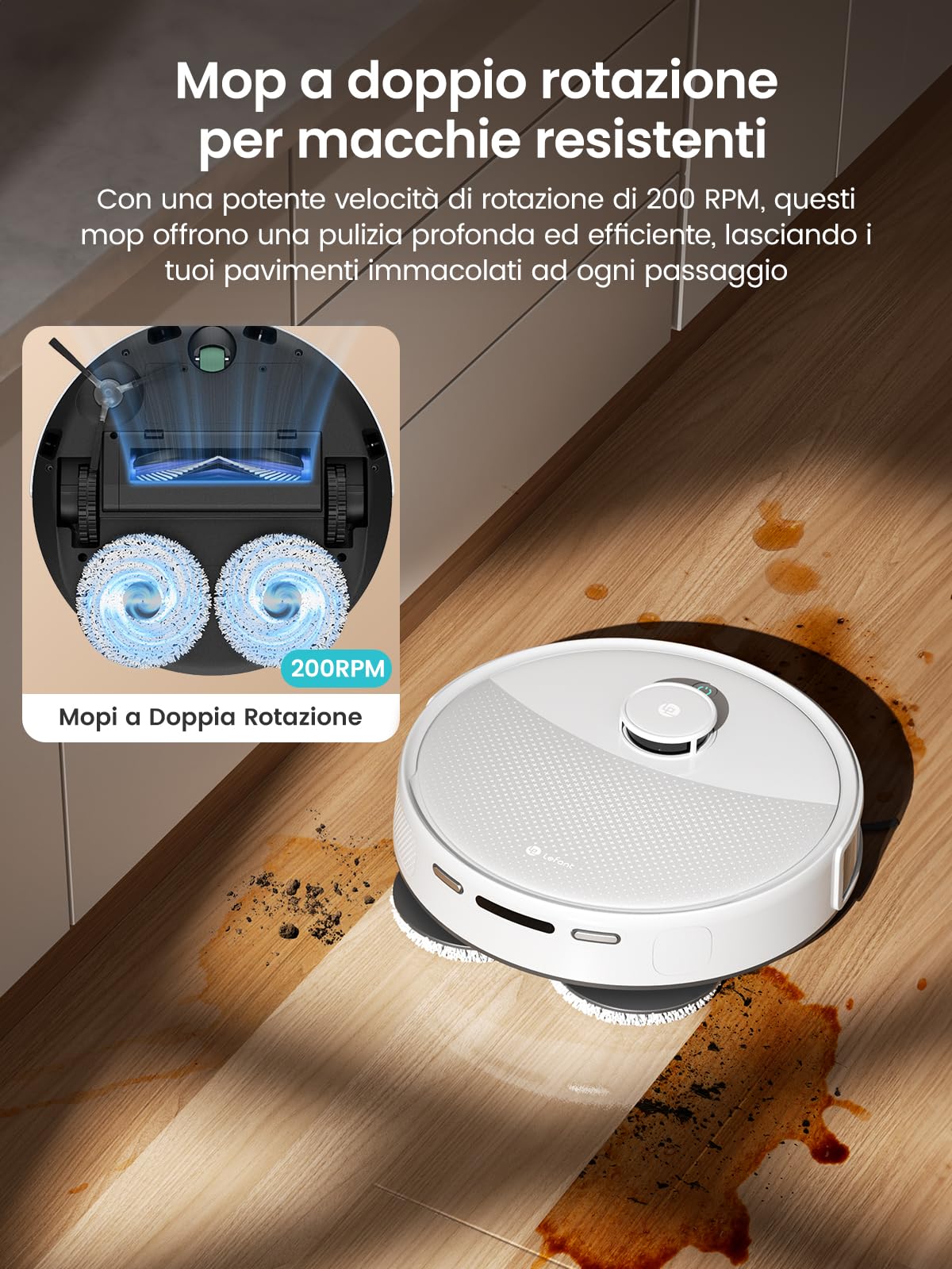 Lefant M3L Robot Aspirapolvere Lavapavimenti con Mappatura, 10.000Pa