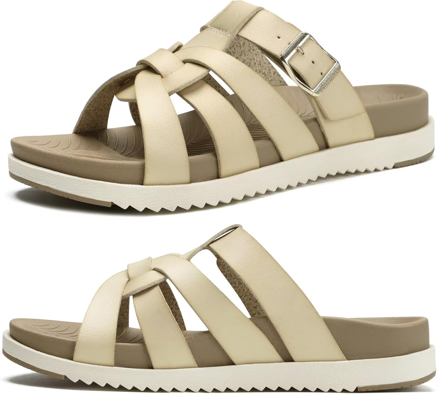 KuaiLu Gladiator Sandals for Women with Comfortable Arch Support Summer Beach Vacation Walking Travel Fisherman Slides Boho Outfits Flats Slip on Cushion Shoes Indoor Outdoor - Image 9