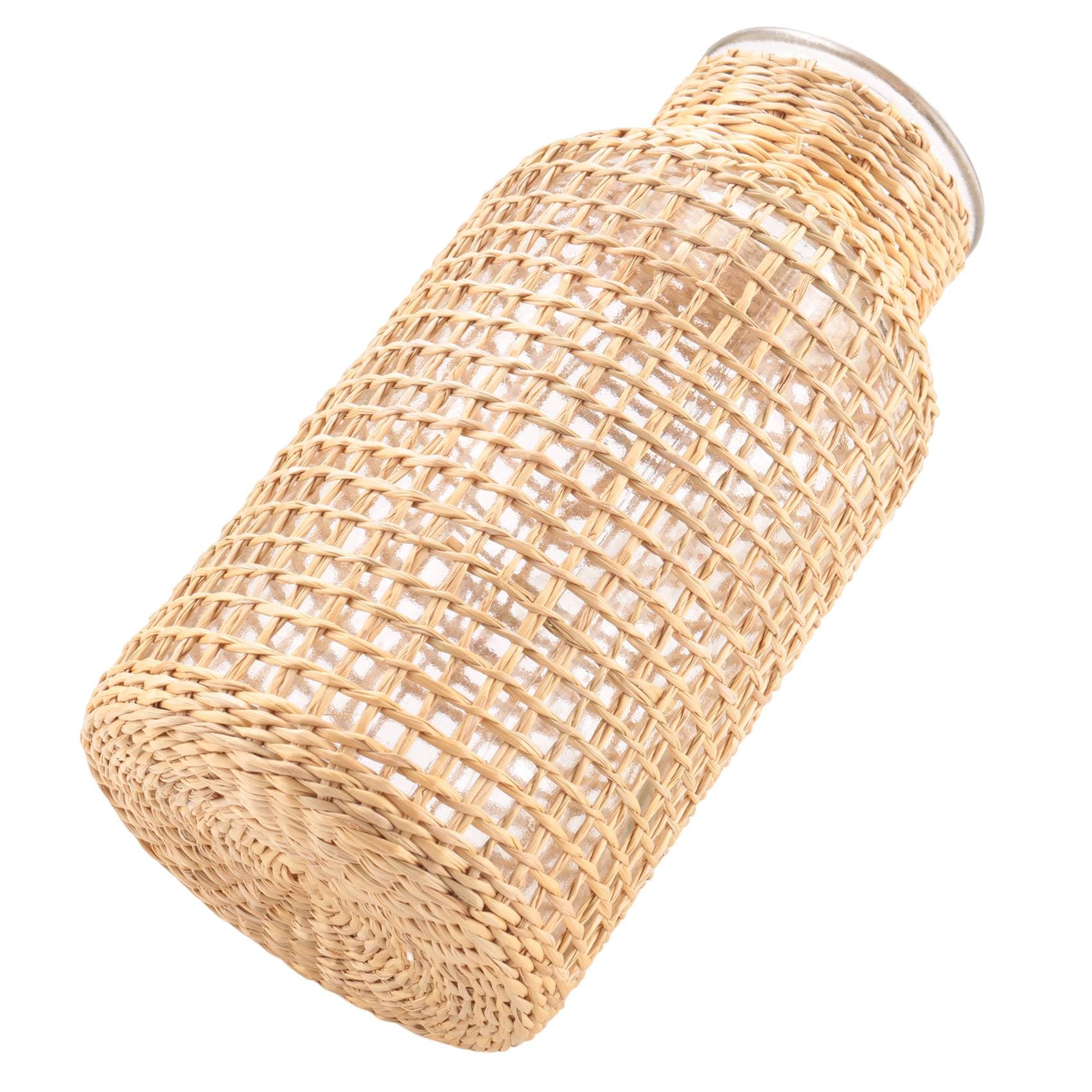 CTRLZS Straw Glass Flower Vase Japanese Flower Pot in the Nordic Contracted Flower Basket to -S