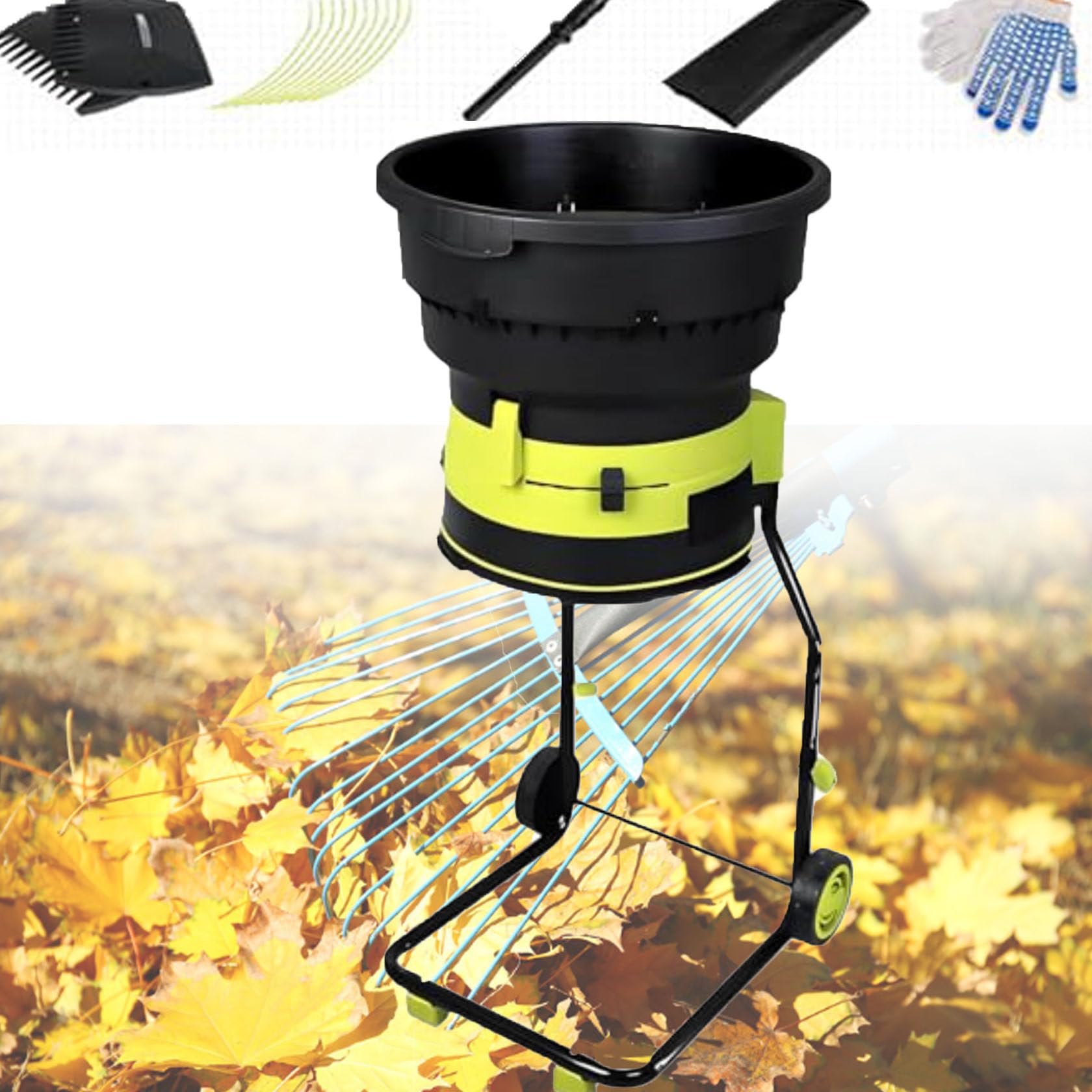 Trituradora De Ramas De 2500 W, Trituradora De Hojas para JardíN, Trituradora EléCtrica De 8000 RPM con Embudo De 54 Cm De DiáMetro para Triturar Madera Y Residuos De JardíN. 10m