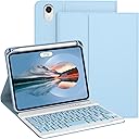 Keyboard Case for iPad mini 7th Generation (A17 Pro) 2024 / 6th Gen 2021 8.3 Inch [Magnetic Detachable Wireless Keyboard][Support 3 System] Flip Stand Case with Pencil Holder, Light Blue