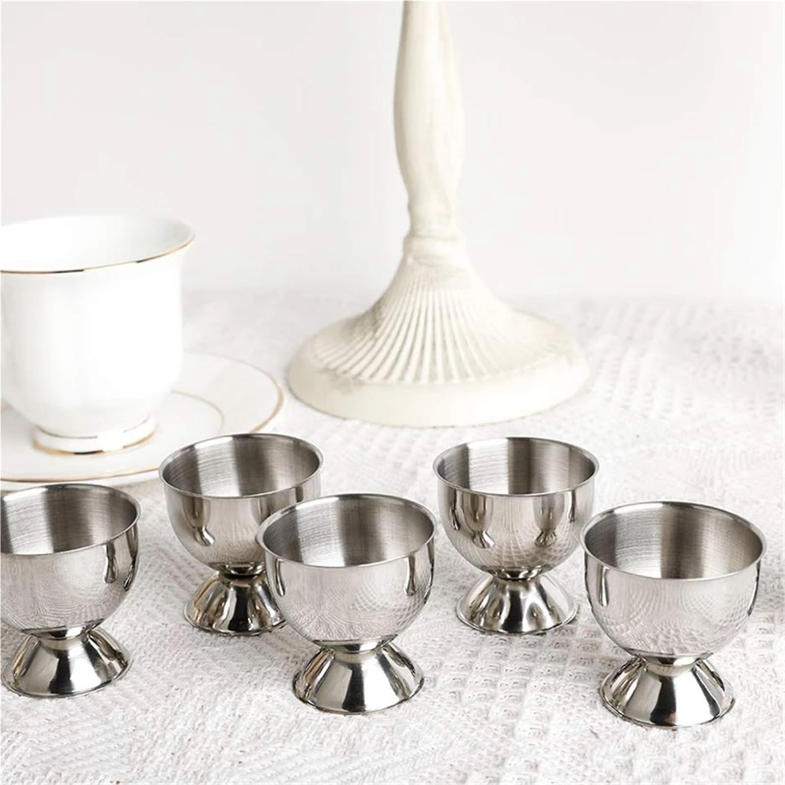 coquetiers, 6 ensembles, Plateau en acier inoxydable, support bouilli doux, peut ê