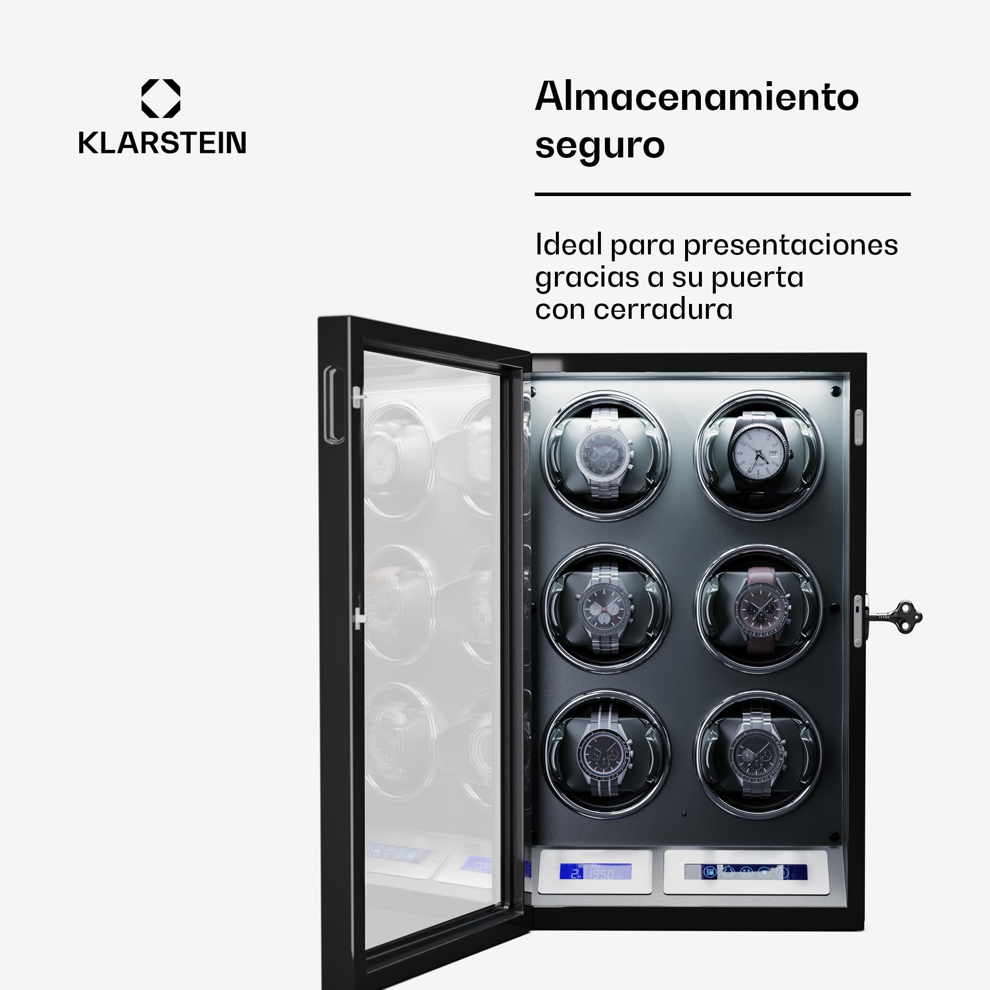 KLARSTEIN Caja, para 6 Relojes, Vitrina Acrílico, Joyeros, 5 TPD, Caja Relojes Acrílico, Expositor para dar Cuerda Reloj, Relojero Organizador Grandes, Organizadores
