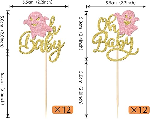 Miniatura 9 de Rsstarxi Paquete de 30 adornos para cupcakes de fantasmas de Halloween con brillantina, murciélago, calabaza, fantasma, bruja, Halloween, cupcakes,