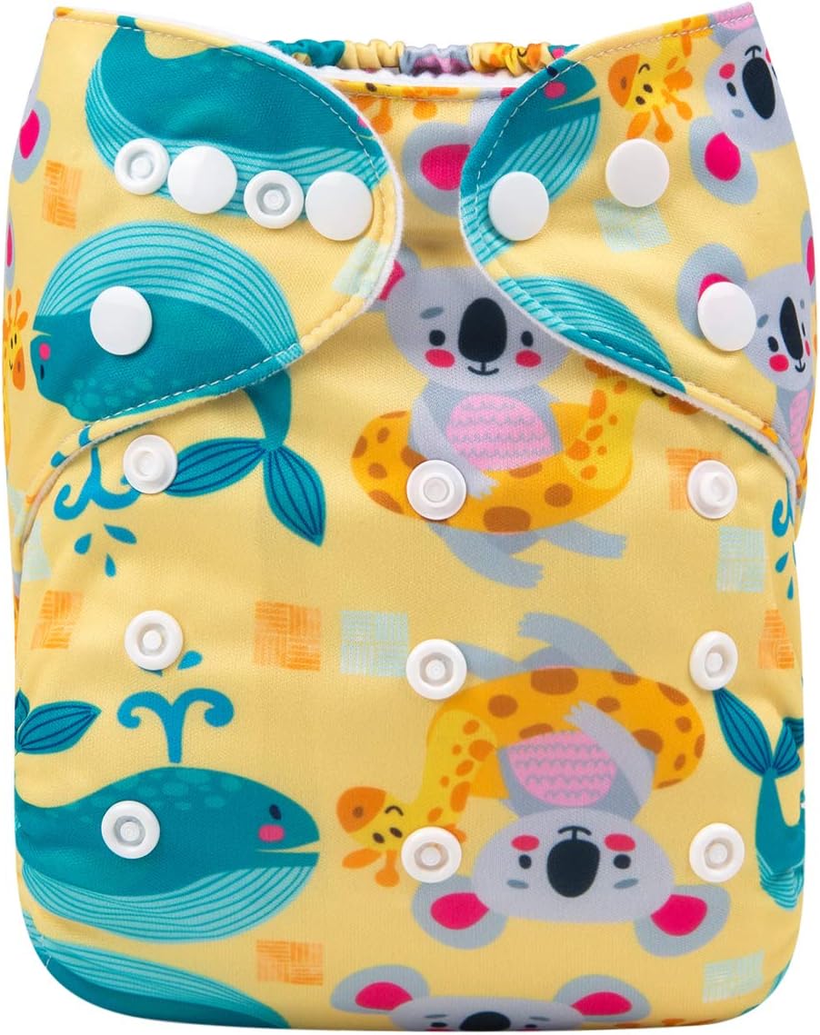ALVABABY Baby Cloth Diapers One Size Adjustable Washable Reusable for Baby Girls and Boys with 2 Inserts H191
