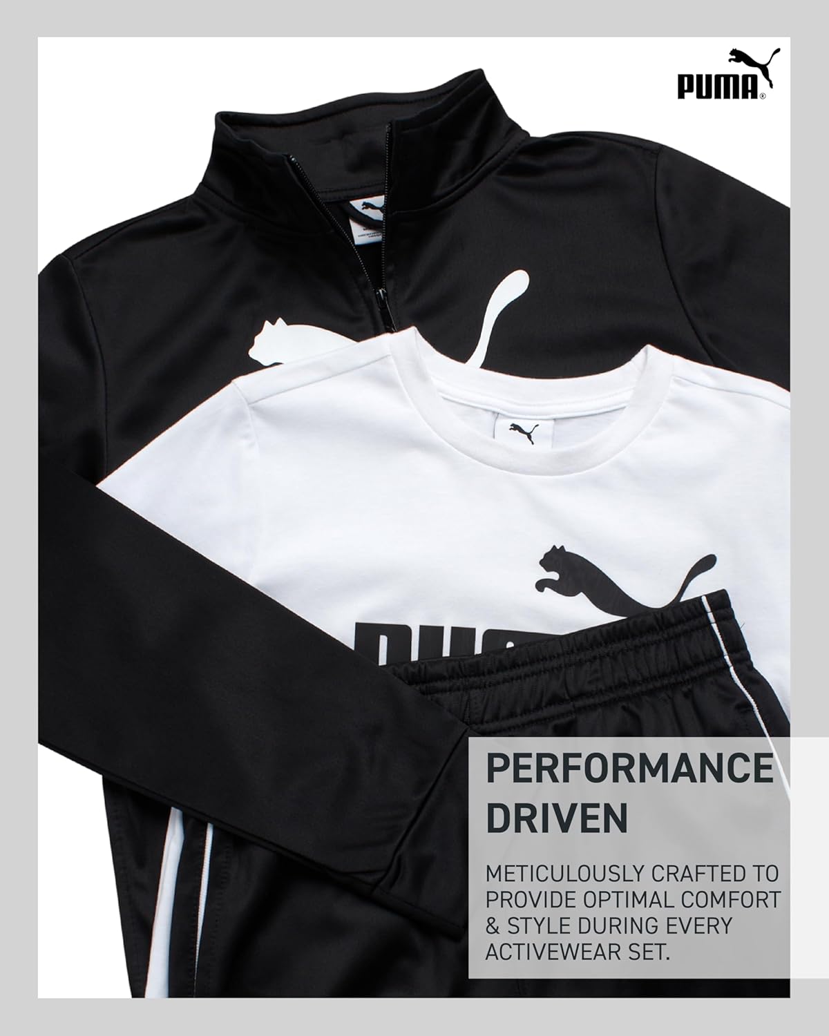 PUMA Boys Pants Set - 3 Piece Athletic T-Shirt, Zip Up Jacket, Jogger Pants - Boys Activewear Tricot Jogset (8-16) - Image 3