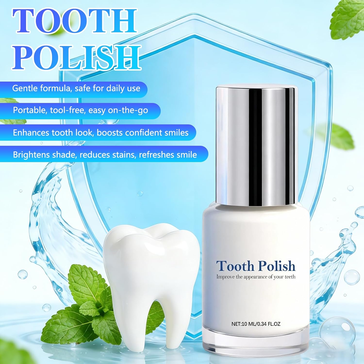 SmileFitPro Tooth Polish, Tooth Paint, Cosmetic Teeth Polishing Liquid for Improving Teeth Appearance, Instant White Teeth, Gentle & Safe Formula, Simple & Portable Paint for Teeths, 10ml