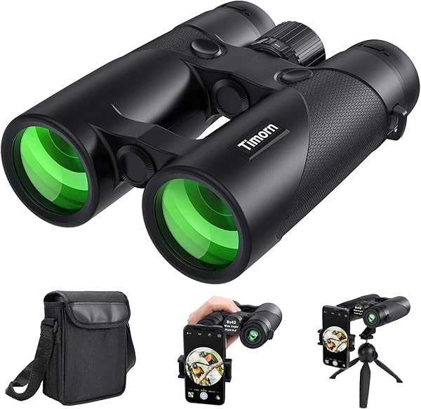 Binoculars for Adults Bird Watching - Timorn HD 8x42 Birding Binocular for Adult High Powered with Phone Adapter Tripod - Waterproof Lightweight Binocular for Travel, Sports, Hiking