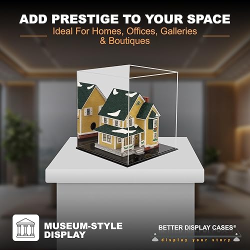 Vista 445 de Better Display Cases Versátil vitrina de acrílico transparente - Caja rectangular grande con base blanca 18" x 12" x 3" (BK09)