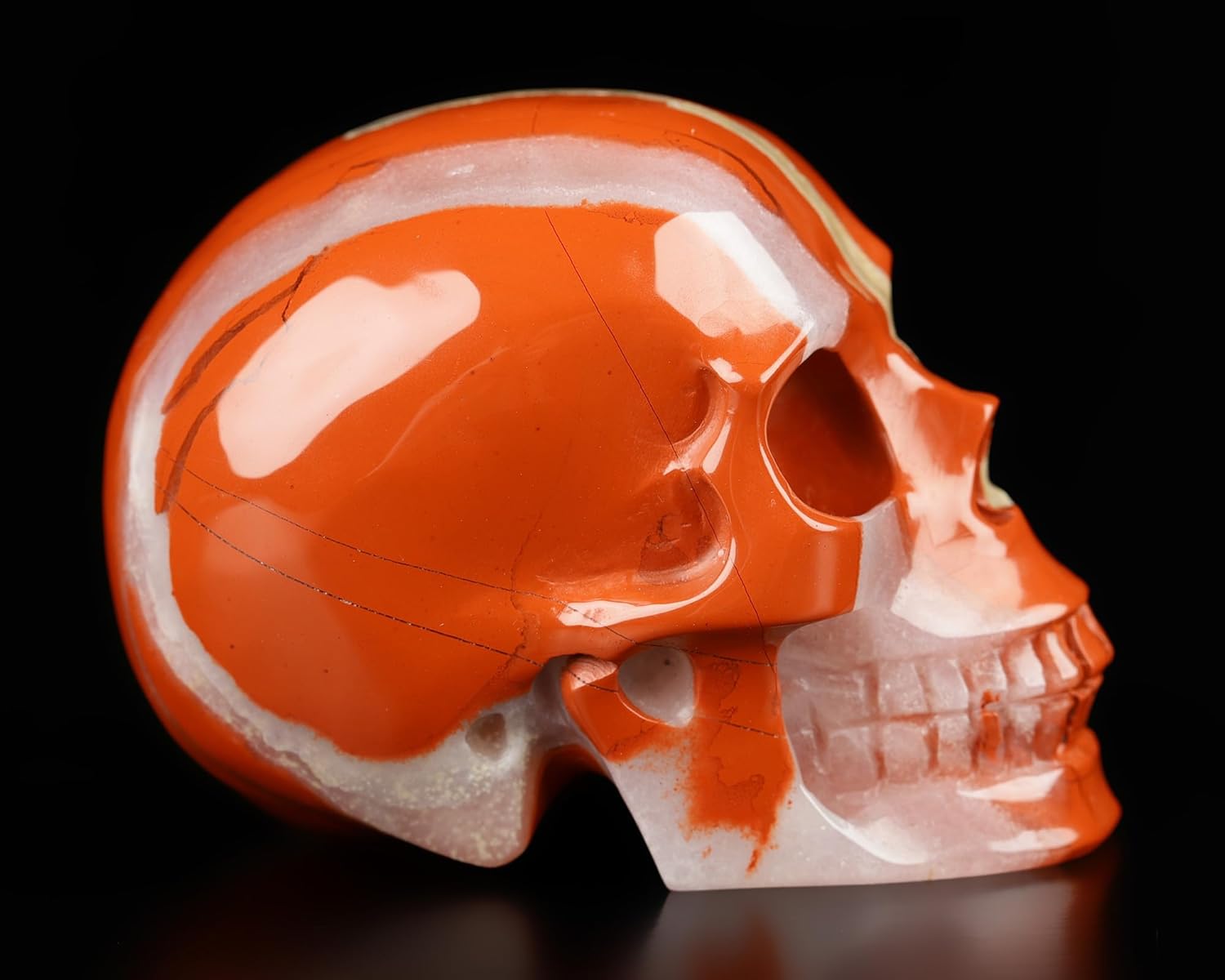 Skullis 2.0" Red Jasper with Quartz Crystal Skull, Hand Carved Gemstone Fine Art Sculpture, Reiki Healing Stone Statue.1506