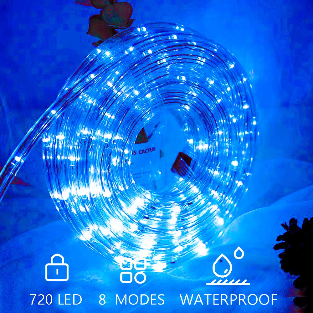 LED Lichterschlauch Außen, 20 Meter LED Lichterkette mit 480 Blau LEDs, Wasserfester Lichtschlauch für Garten, Terrasse und Wohnzimmer, inkl. Timer für Automatische Steuerung