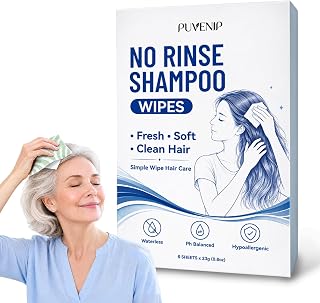 No Rinse Shampoo Wipes Waterless Rinse Free Hair Wash Caps for Bedridden Patients, Elderly, Disabled, Women, Men, No Water Shampoo for Hospital Stays and Post Surgery（6 Packs）