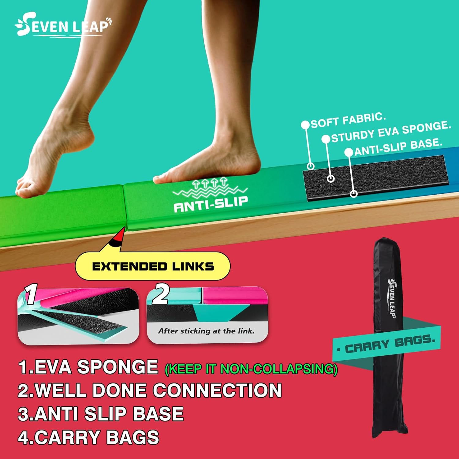 Expandable Bar and 6ft Balance Beam for Kids