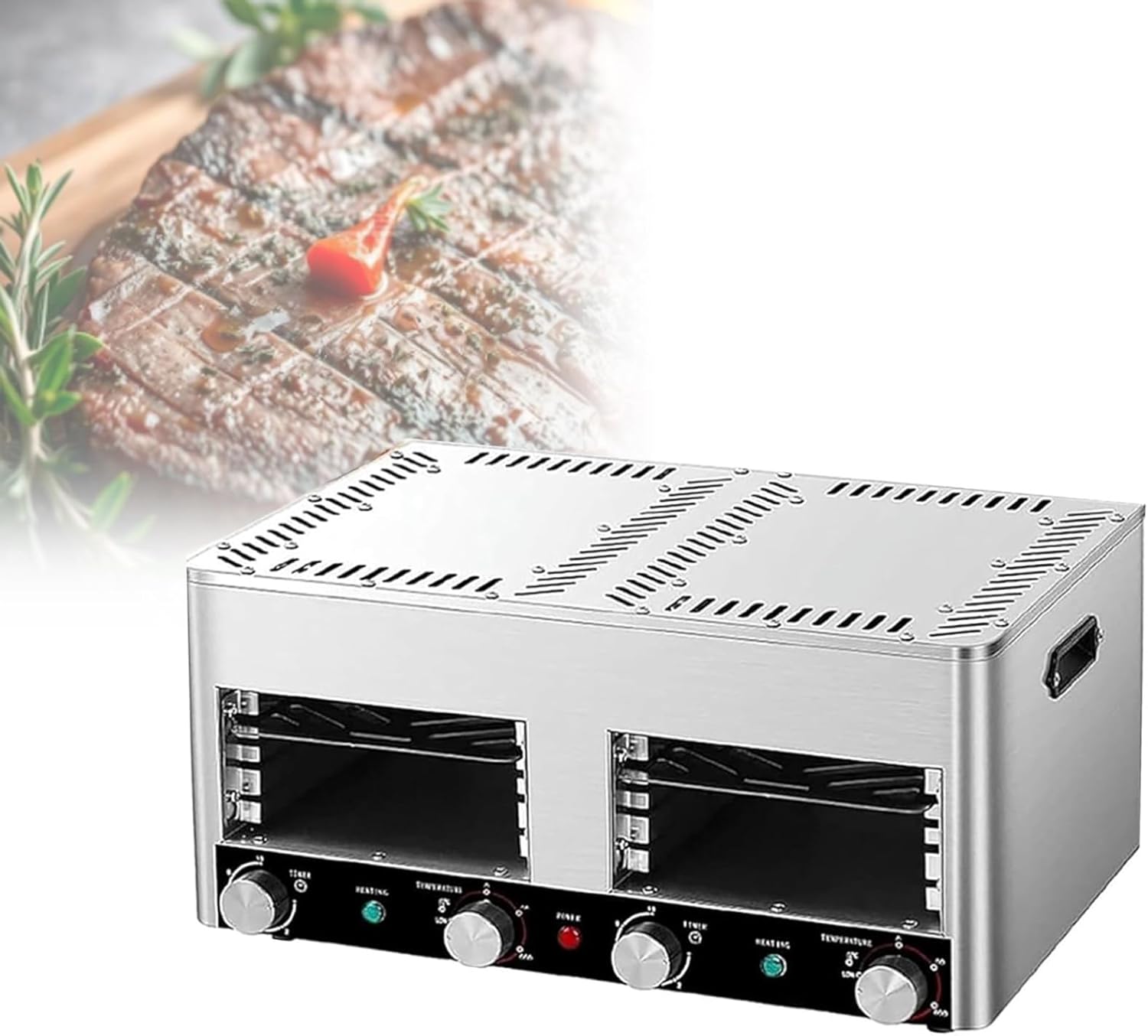 Indoor Electric Steak Broiler, Flat-Hearth Fully Automatic Smokeless Steak Machine, Steak Commercial Electric Oven,for Beef Chicken Vegetables B