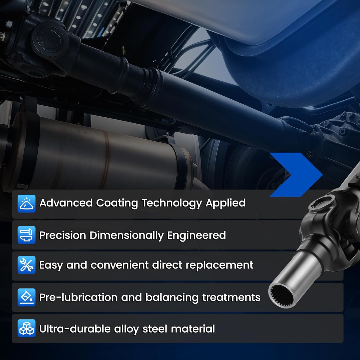 936-075 Rear Drive Shaft Complete DriveShaft Assembly Compatible with Jeep Wrangler 1997-2006